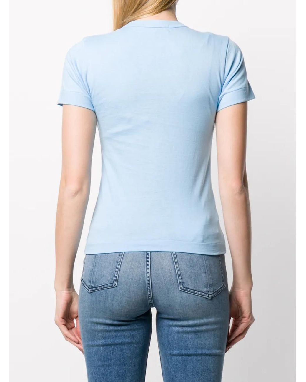 COMME DES GARÇONS PLAY Blue Logo Print T-Shirt