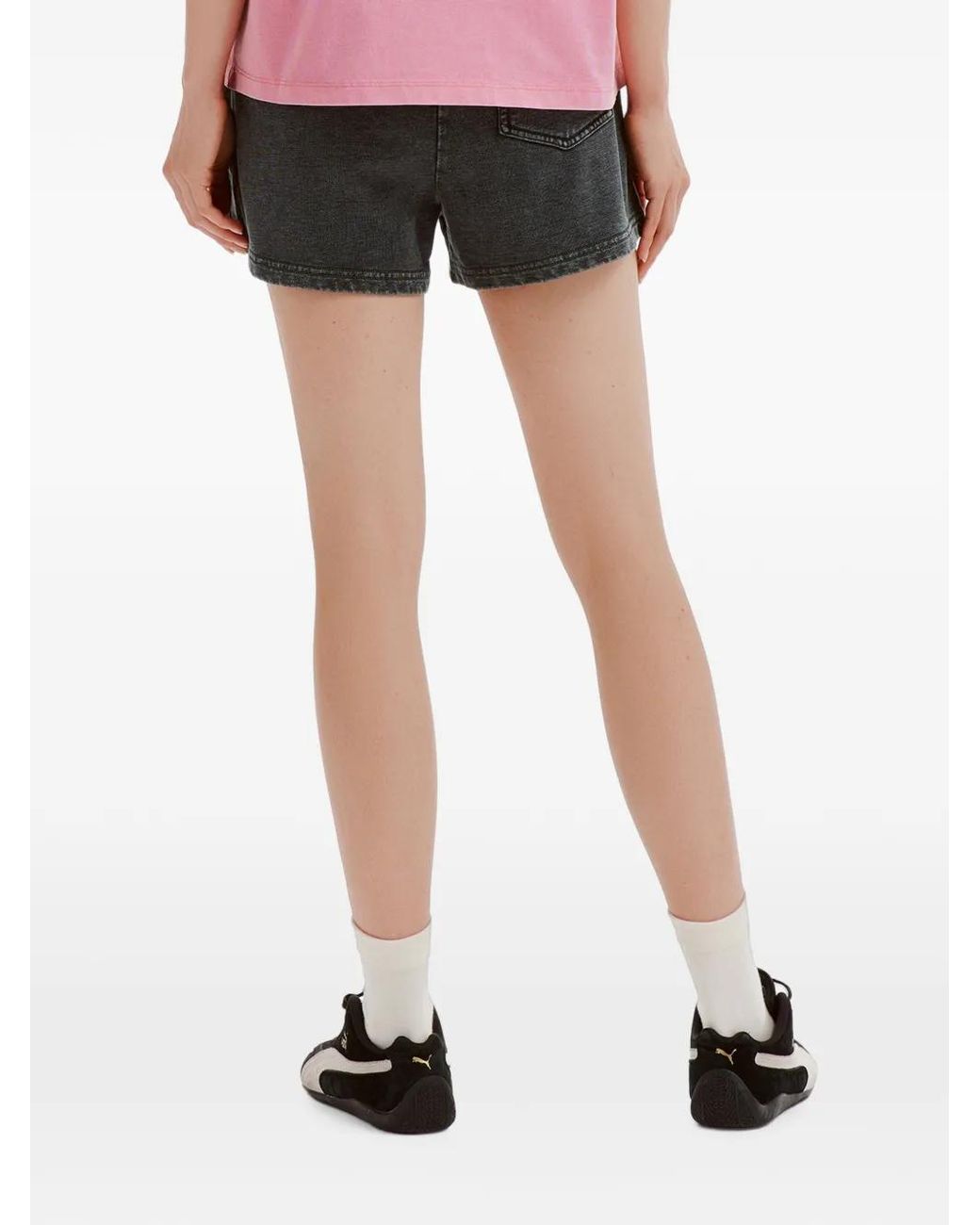 Mini Cream Black Faded Drawstring Shorts