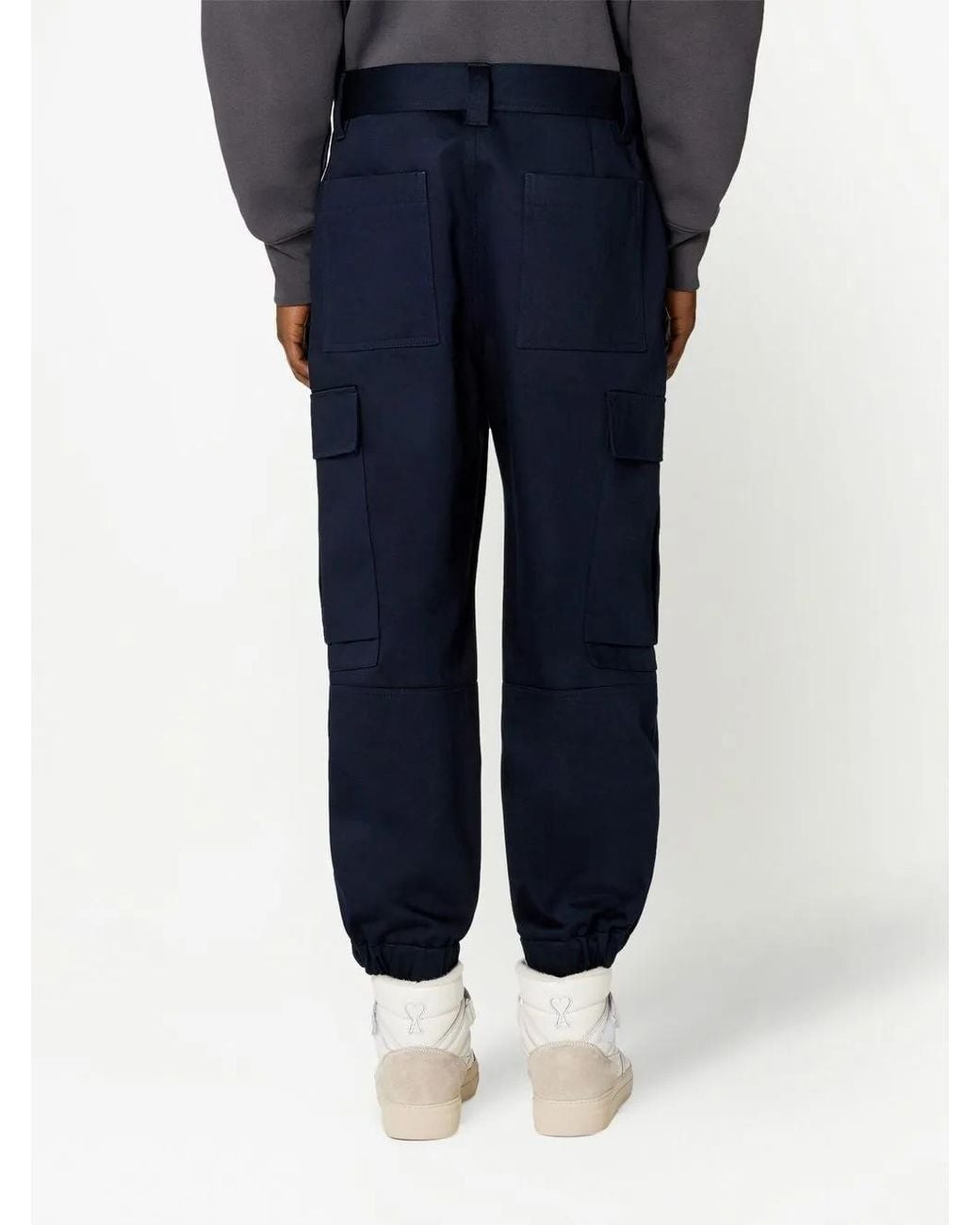 AMI Blue Straight-Leg Cargo Pants for men