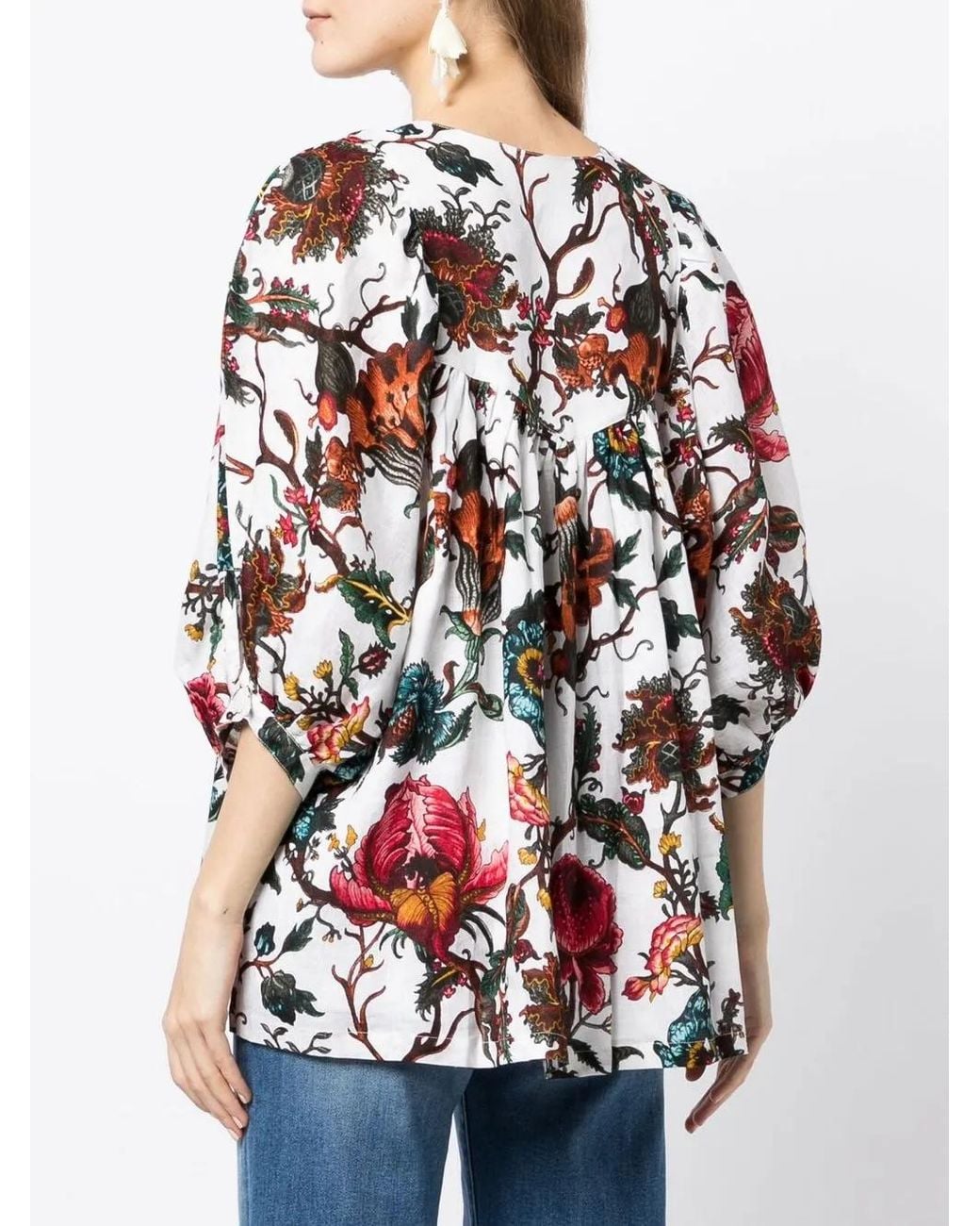 Samantha Sung Floral-Print Gathered Blouse