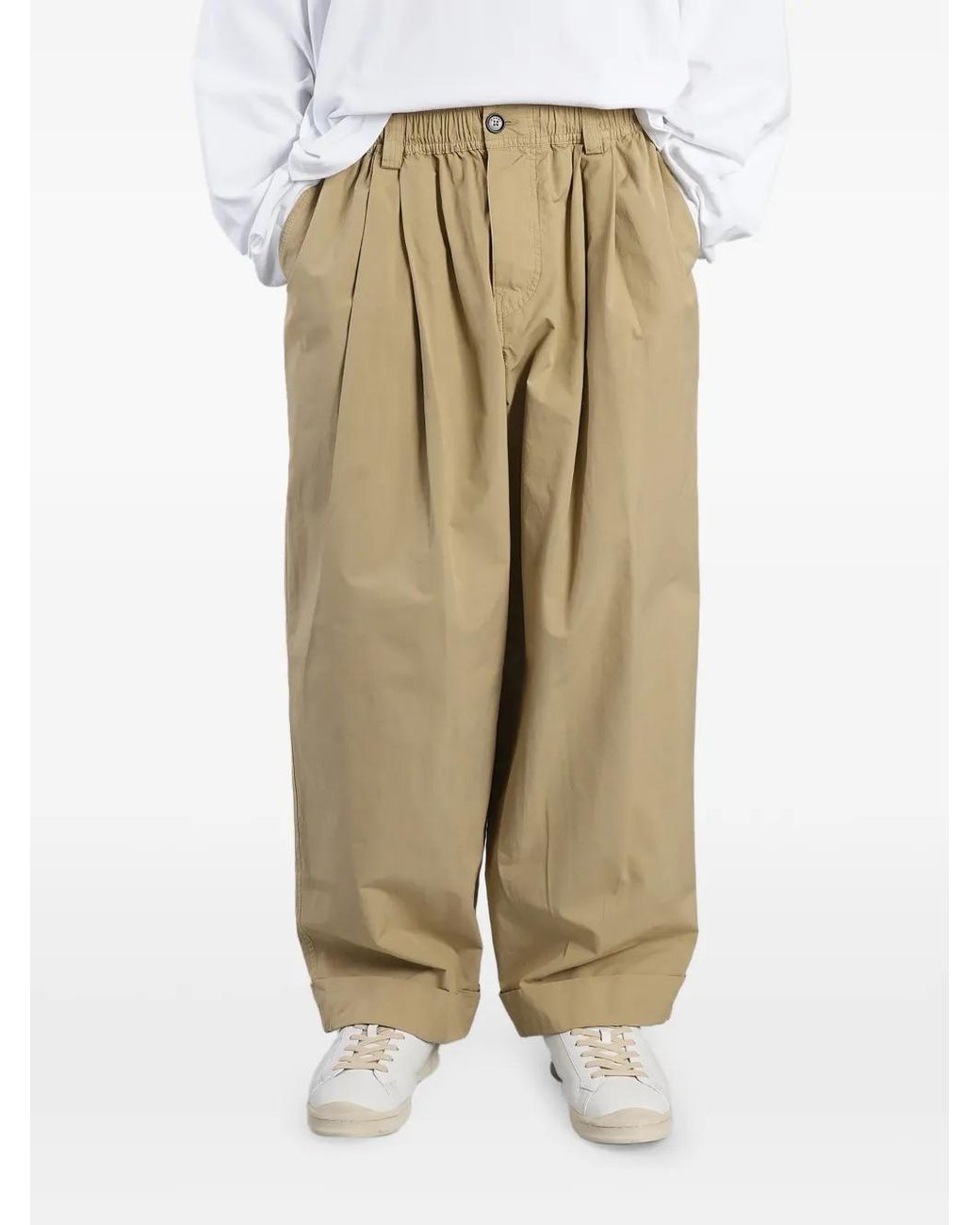 Marni Natural Pleated Wide-Leg Trousers for men