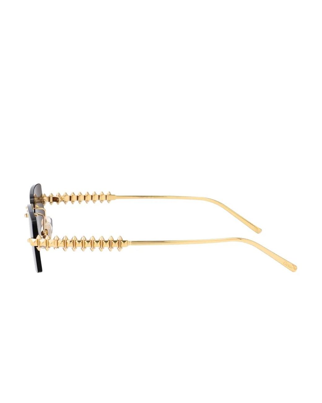 Cartier Brown Studded Rectangle Sunglasses