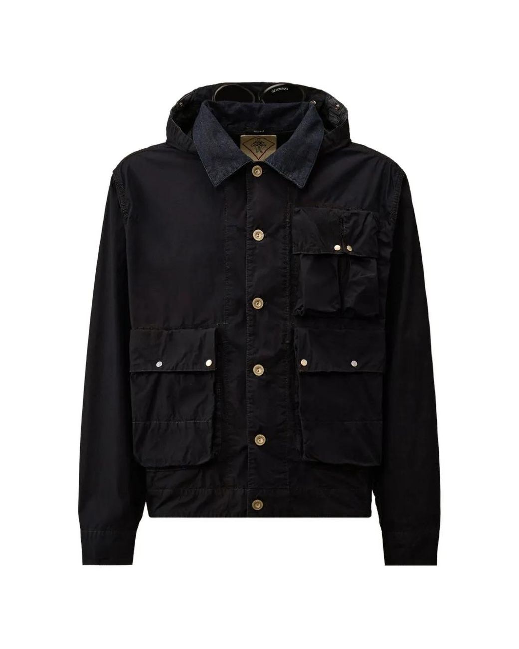 C P Company Black 50 Fili Goggle Jacket for men