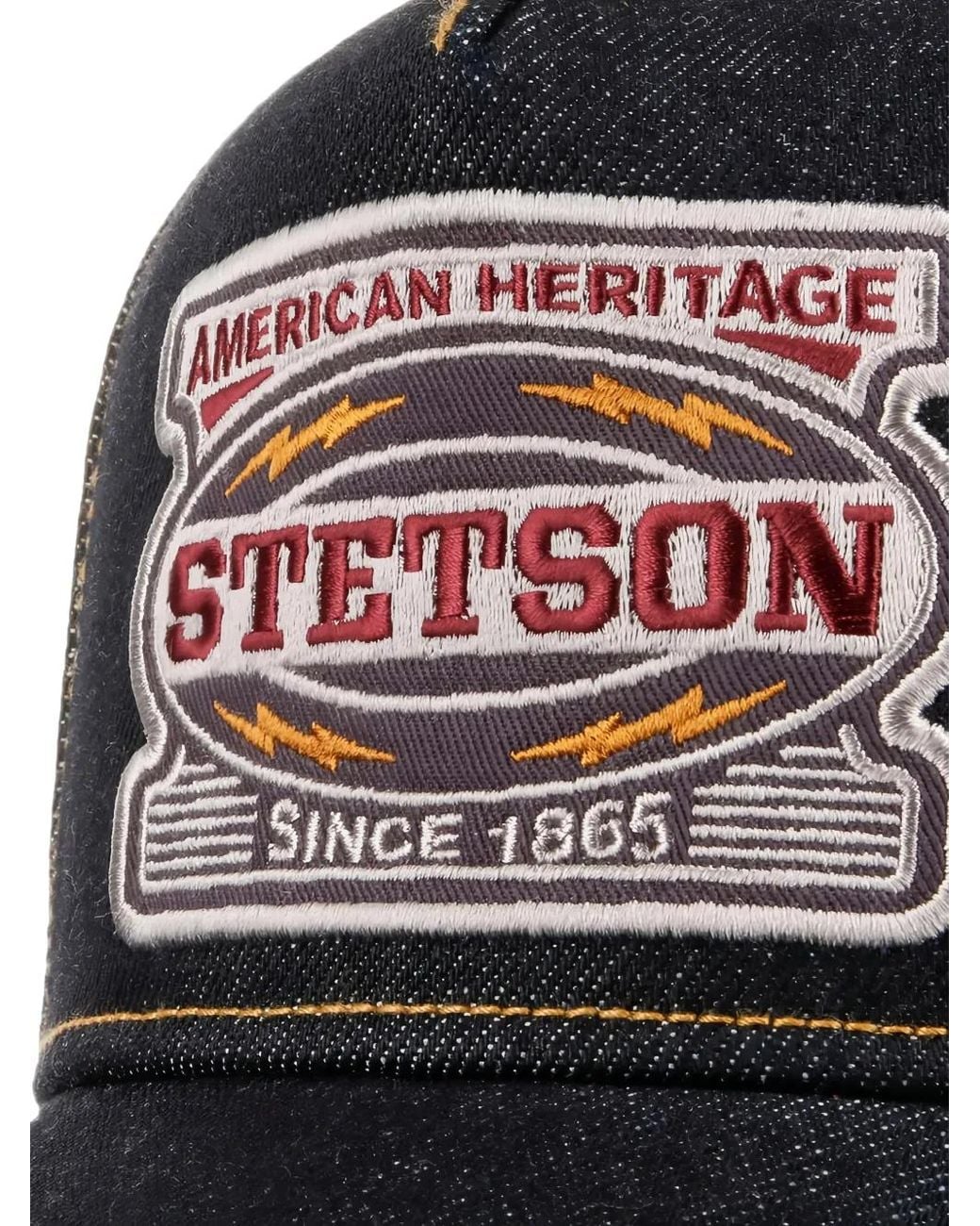 Stetson Black Logo-Patch Denim Trucker Cap