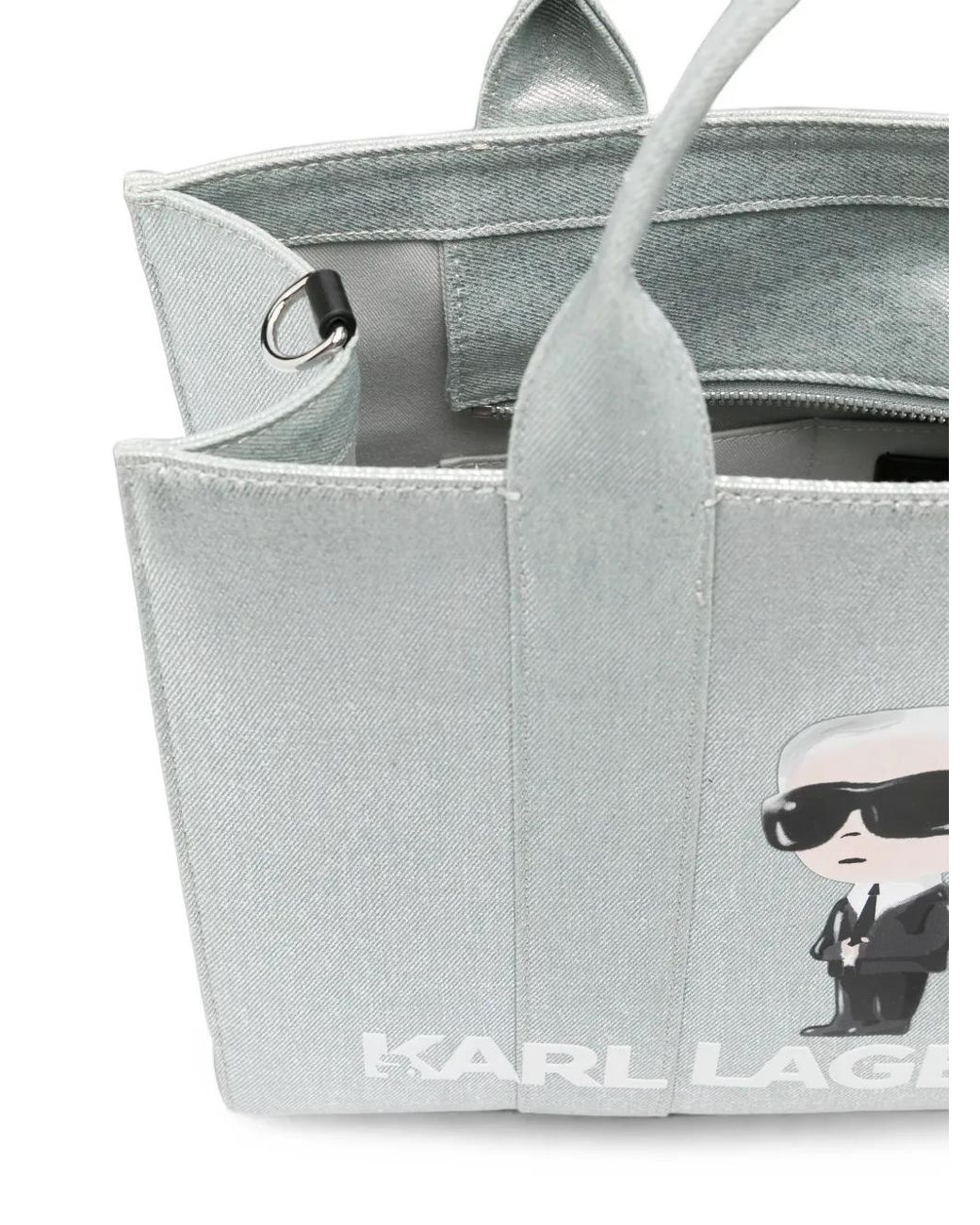 Karl Lagerfeld White Sac À Main Métallisé K/Ikonik À Logo Imprimé