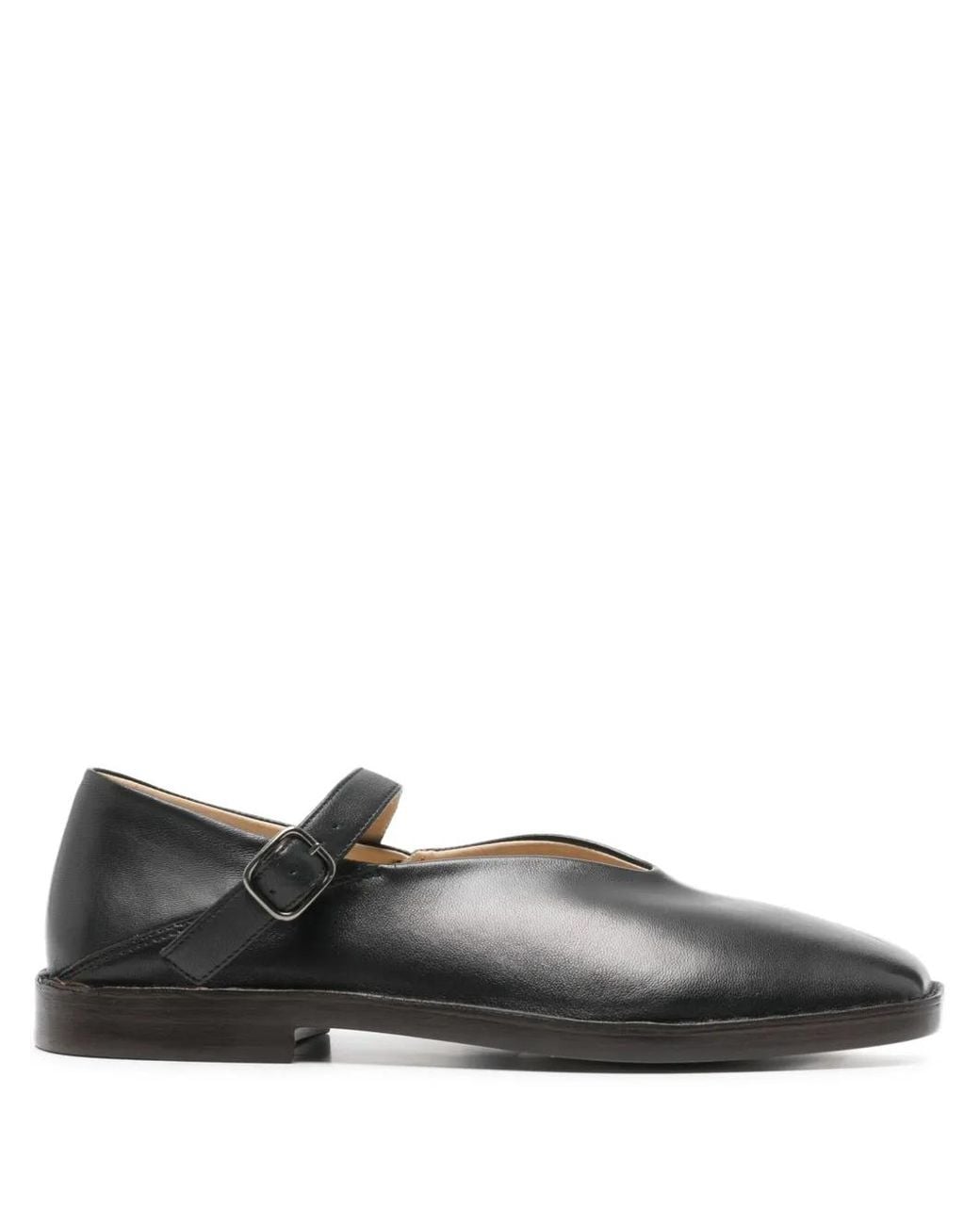 Lemaire Gray Leather Flat Pumps