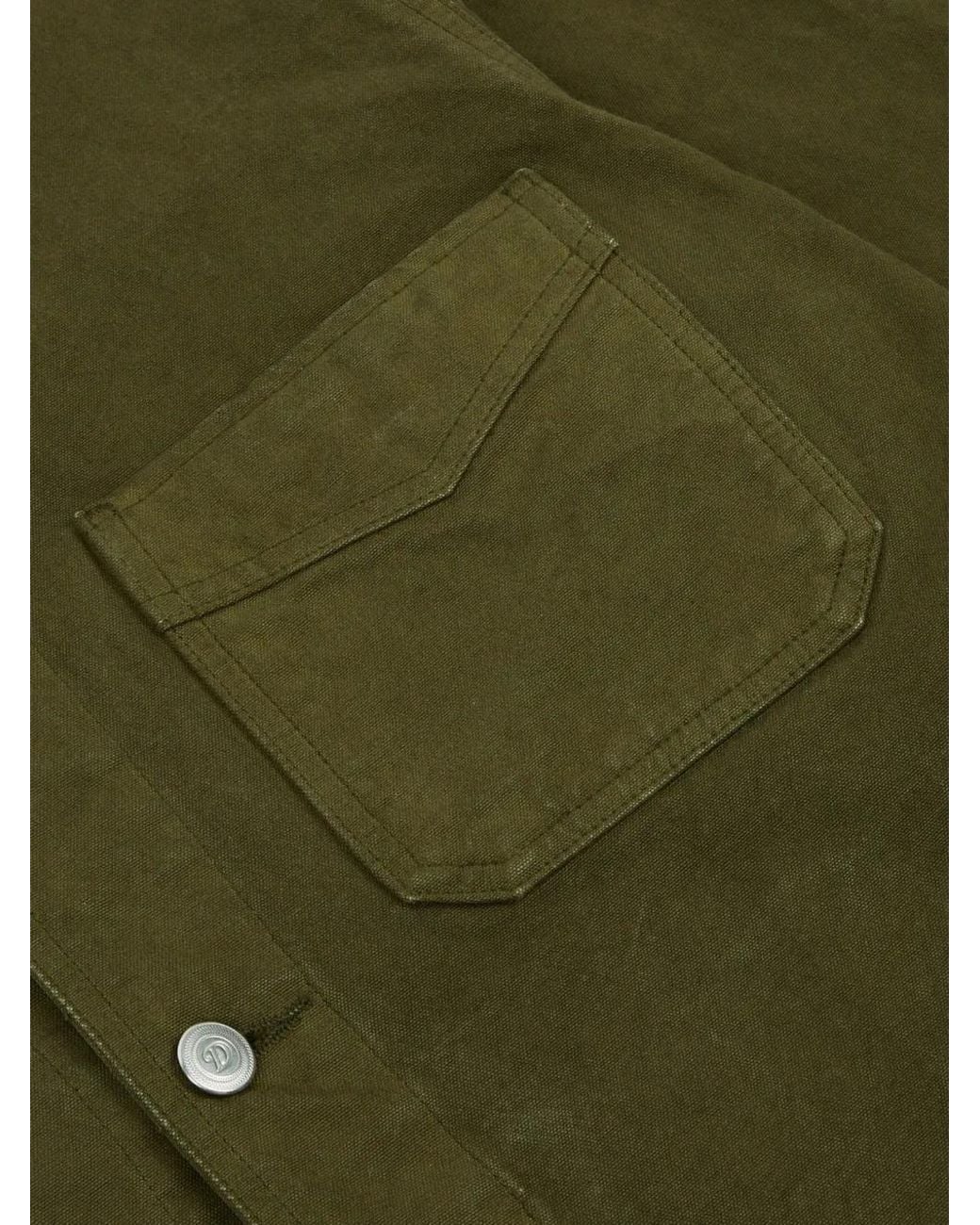 Drake's Green Cotton Canvas Shirt Jacket for men