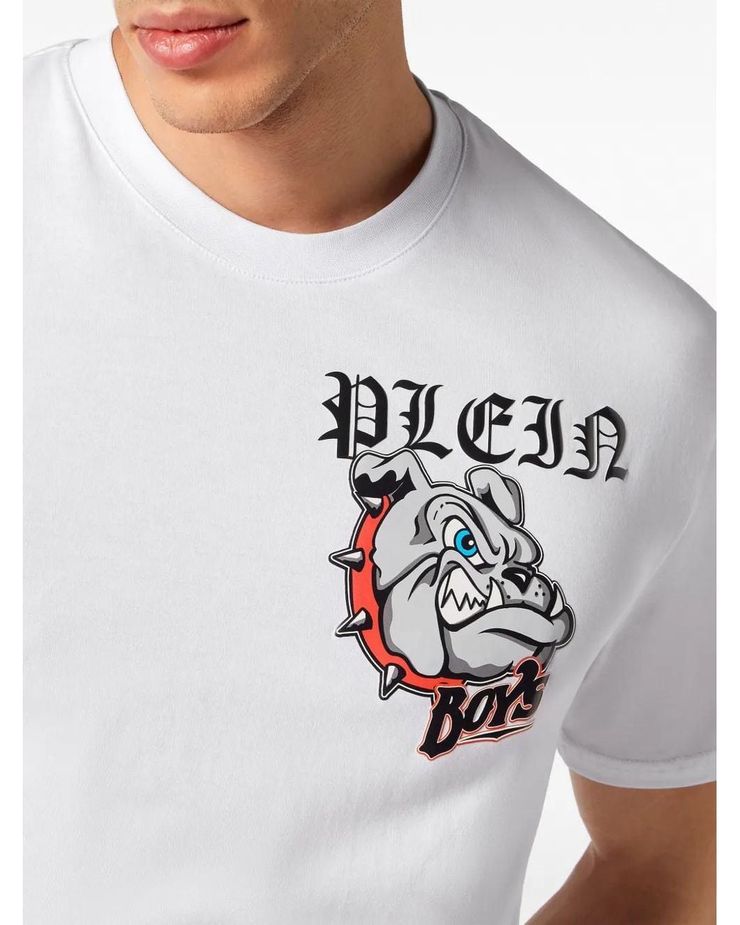 Philipp Plein White Bulldogs-Print Cotton T-Shirt for men