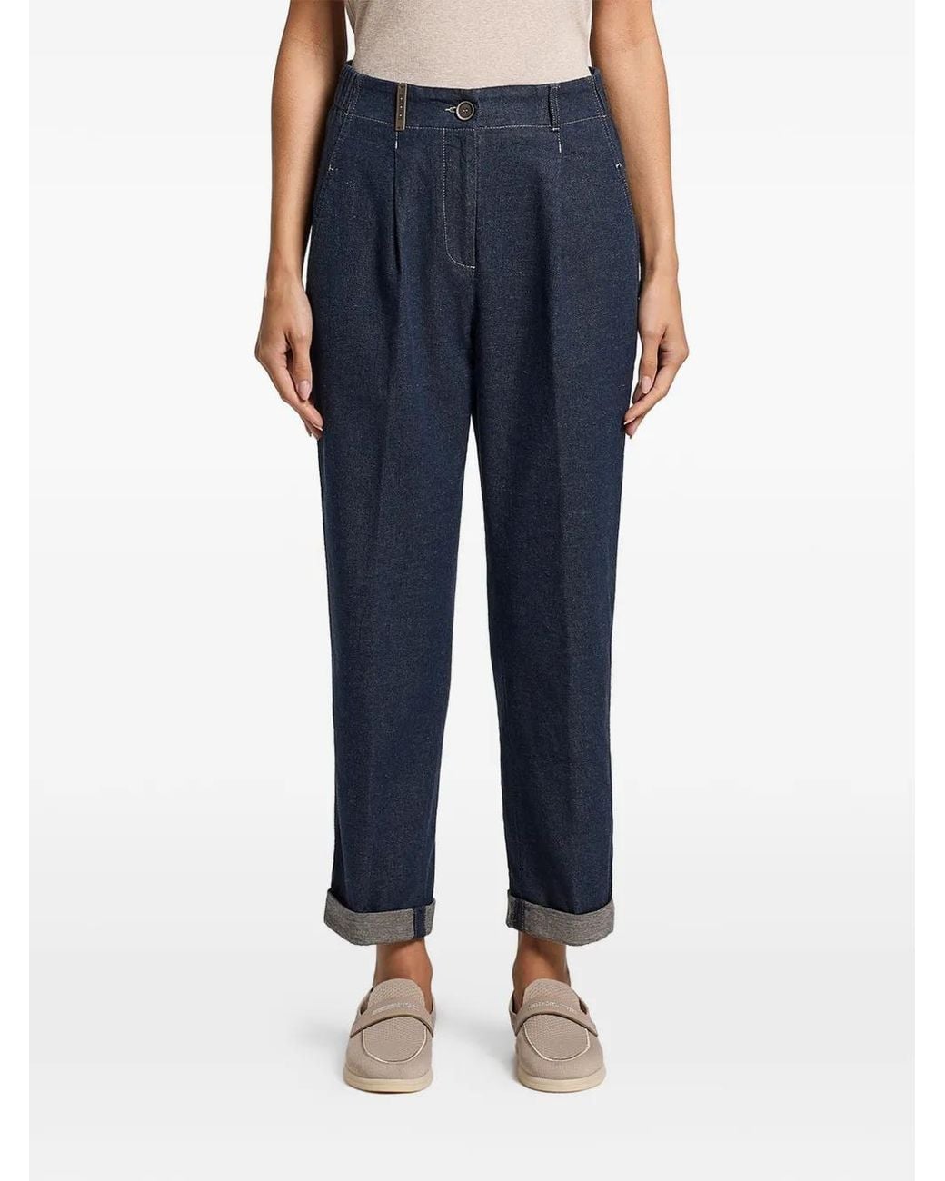 Peserico Blue Pleated Trousers