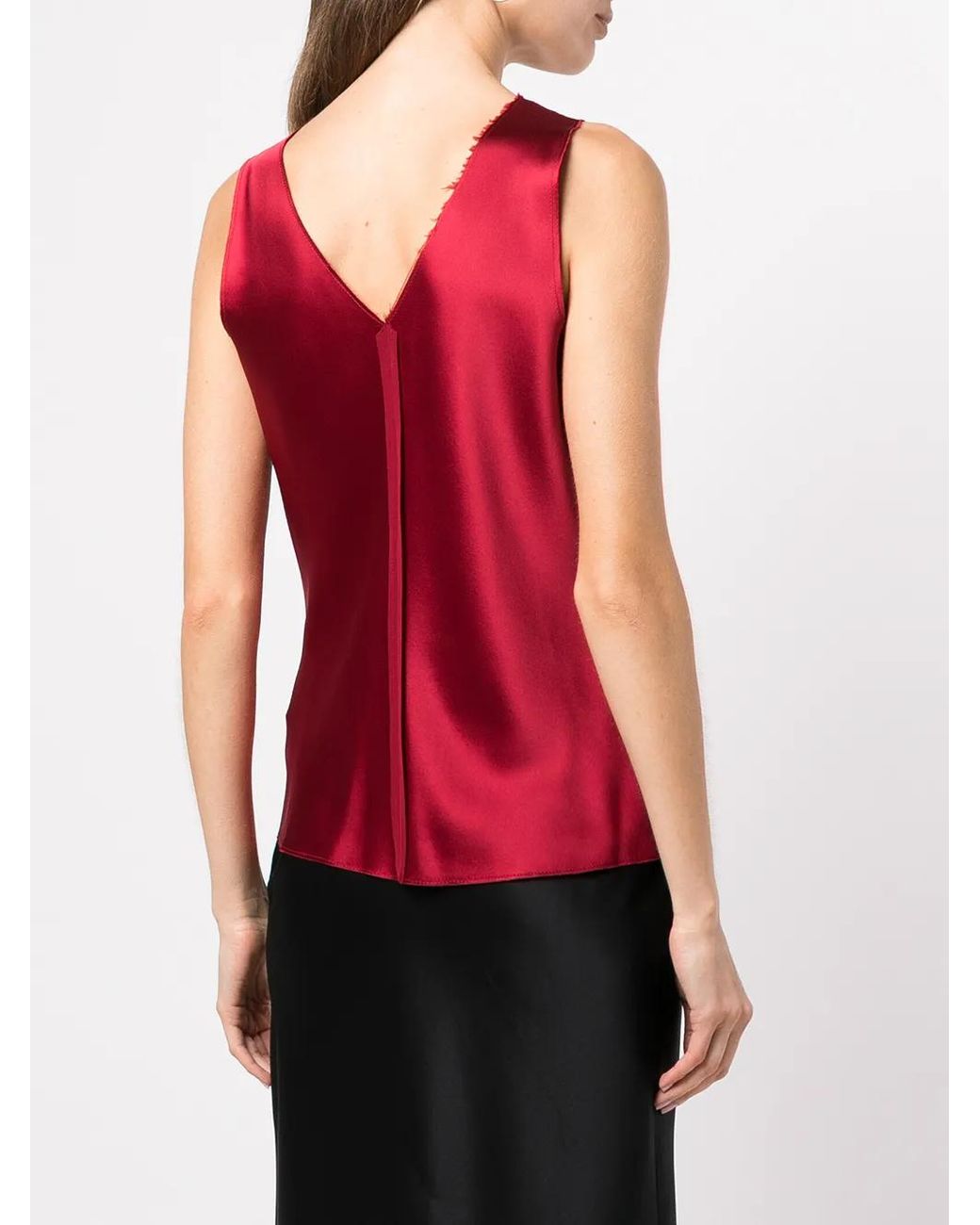Voz Red Silk Raw-Edge Tank Top