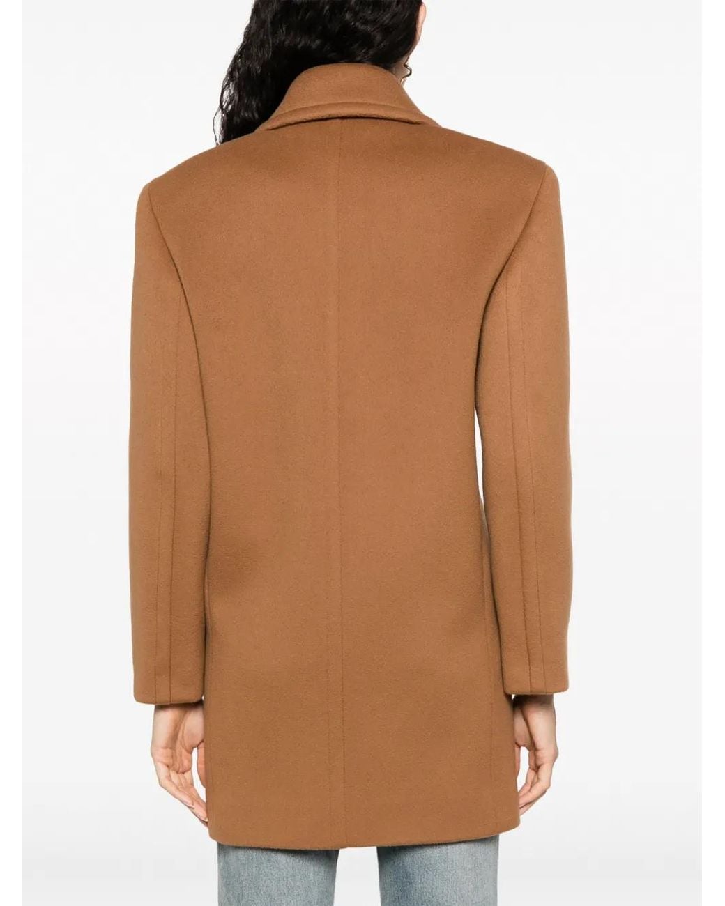 Saint Laurent Brown Double-Breasted Wool Coat