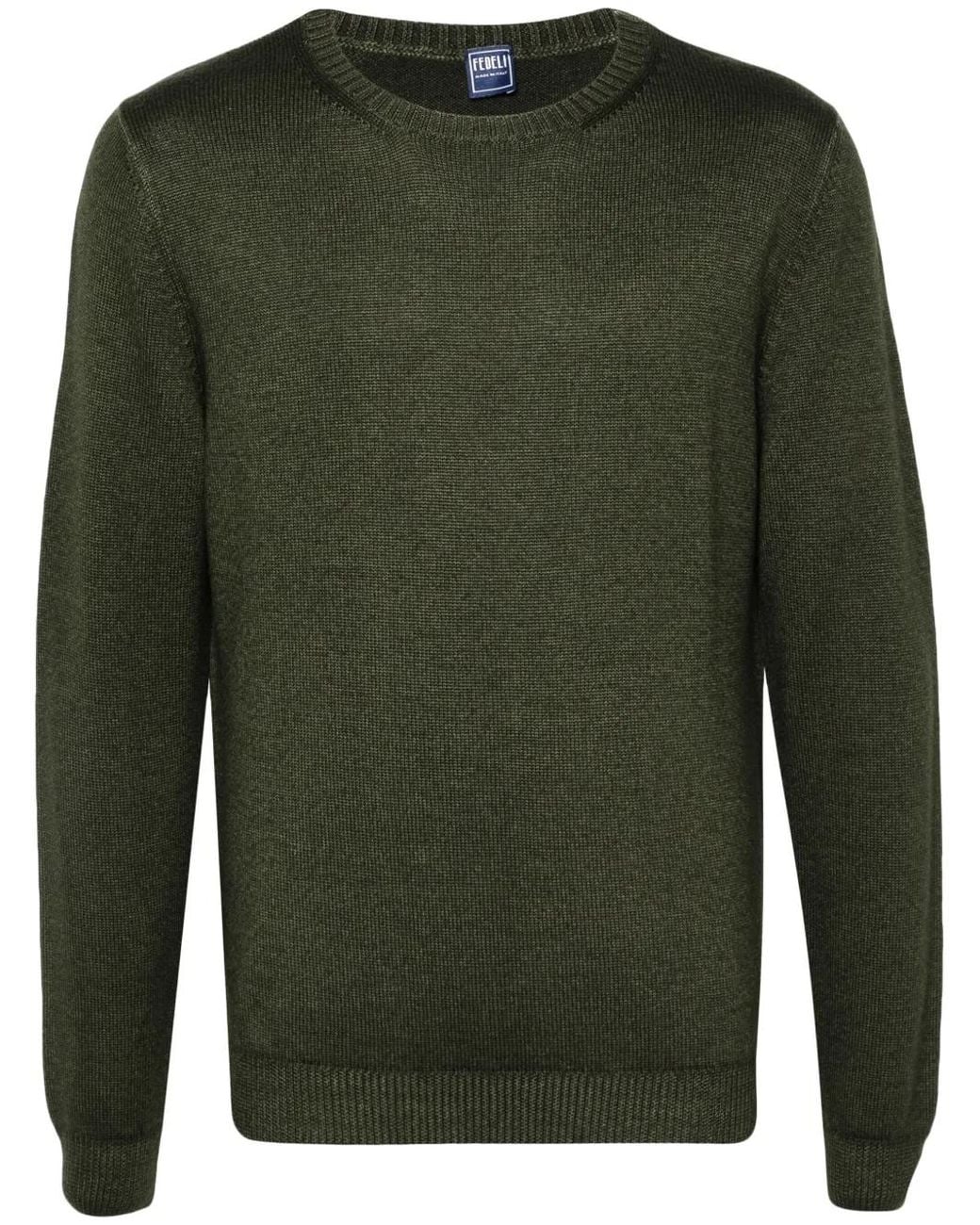 Fedeli Green Merino-Wool Sweater for men