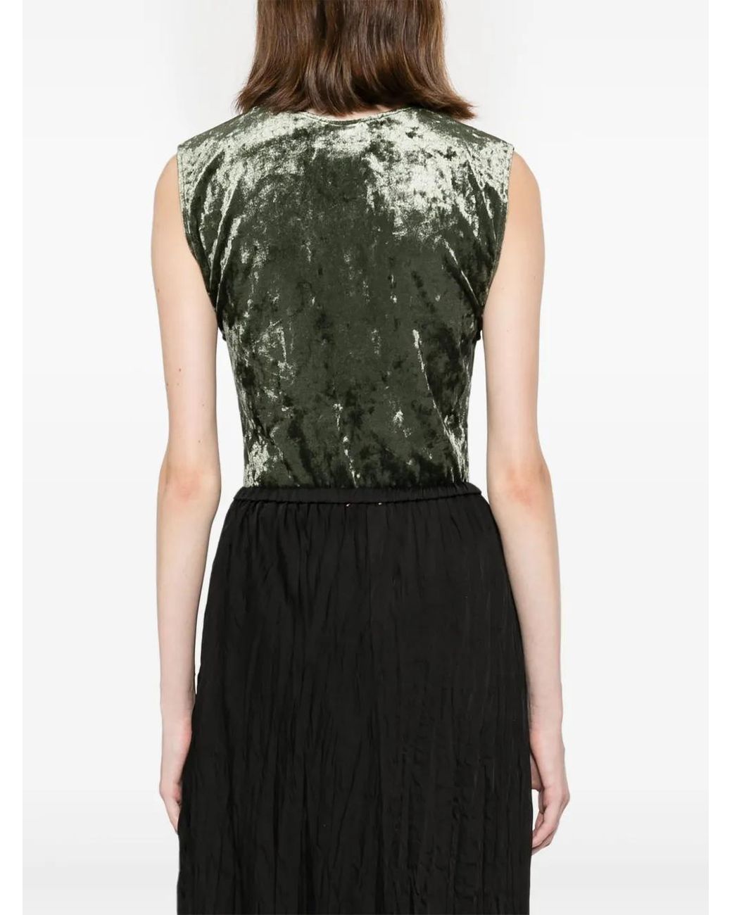 Forte_forte Green Crushed-Velvet Bodysuit