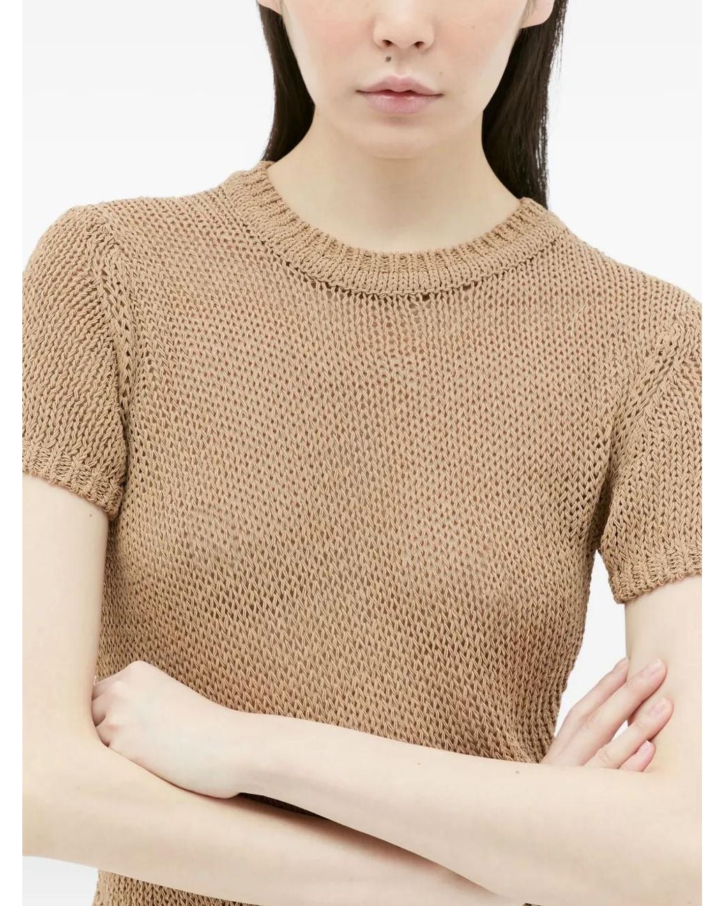 AYA MUSE Natural Open-Knit T-Shirt