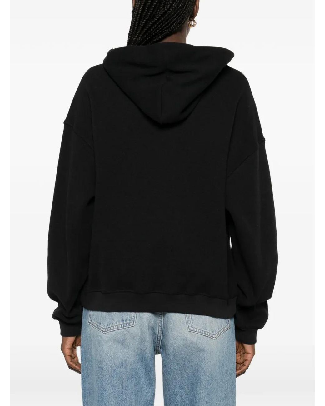 AYA MUSE Black Button-Fastening Hoodie