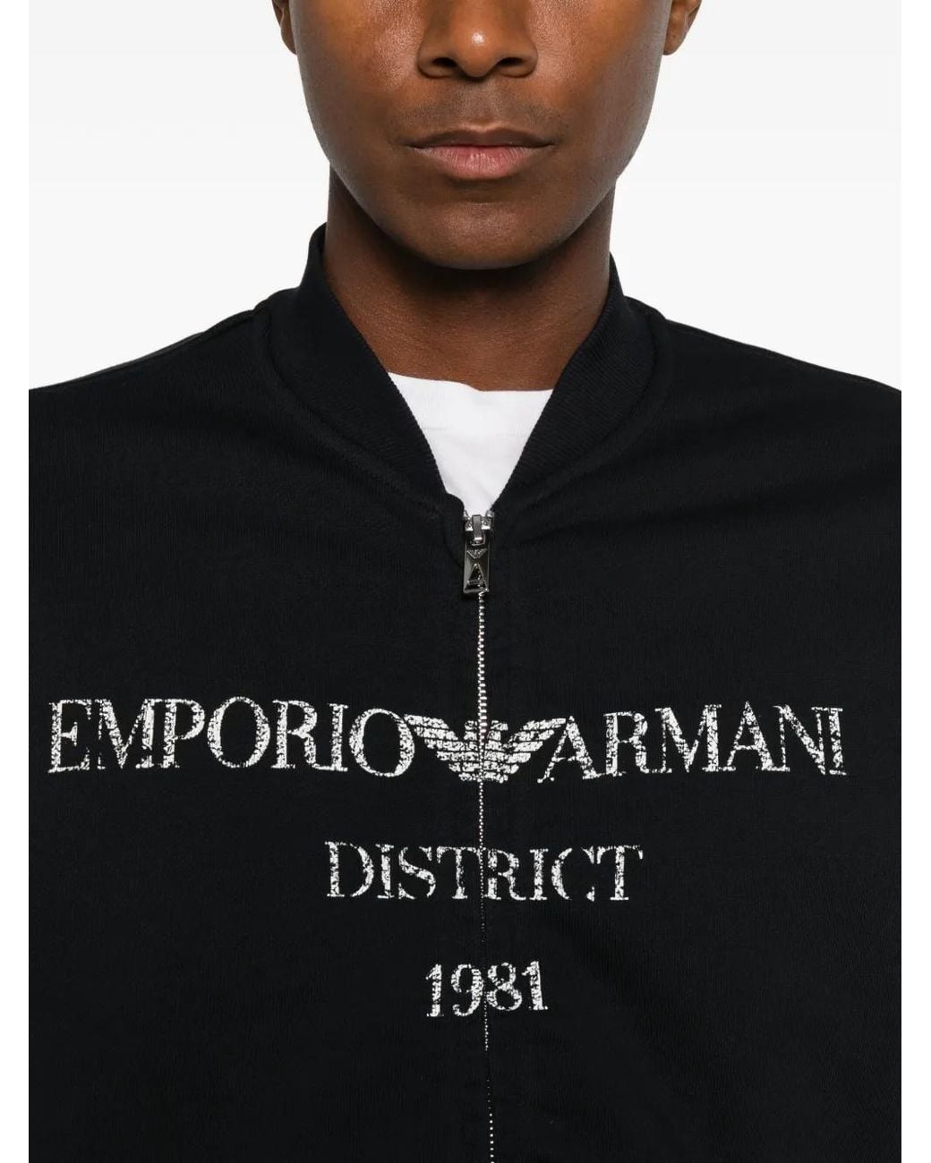 Emporio Armani Black Logo-Print Zip-Fastening Sweatshirt for men