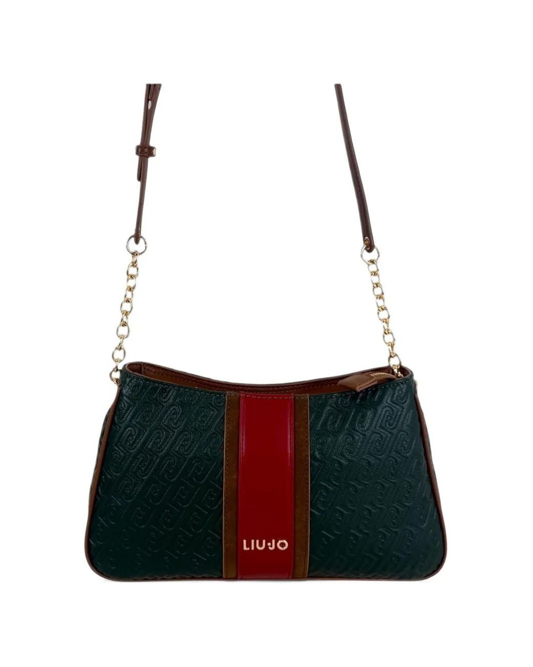 Liu Jo Black Small Monogram-Embossed Crossbody Bag