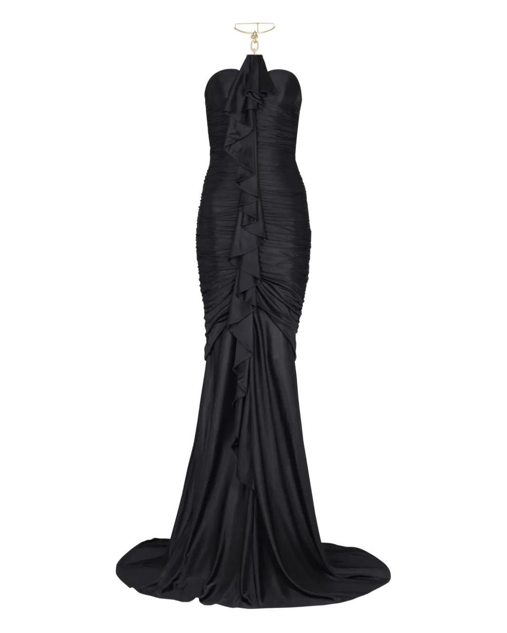 Robe-Bustier Longue À Design Drapé Balmain en coloris Black