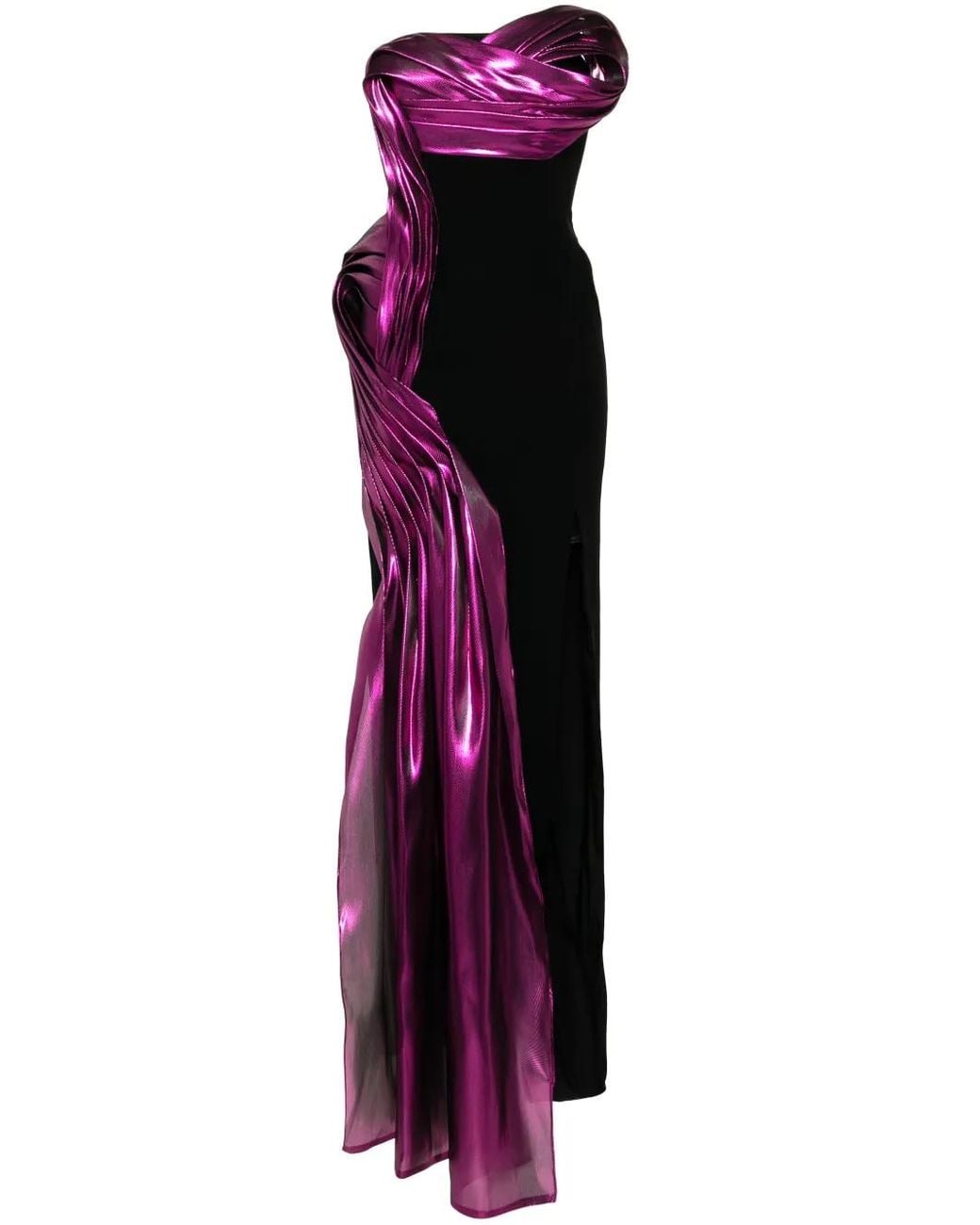 Gaby Charbachy Purple Metallic-Effect Mermaid Gown
