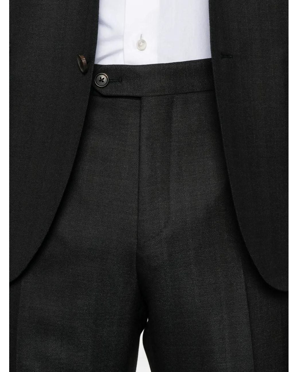 Corneliani Black Pinstripe Wool Suit for men