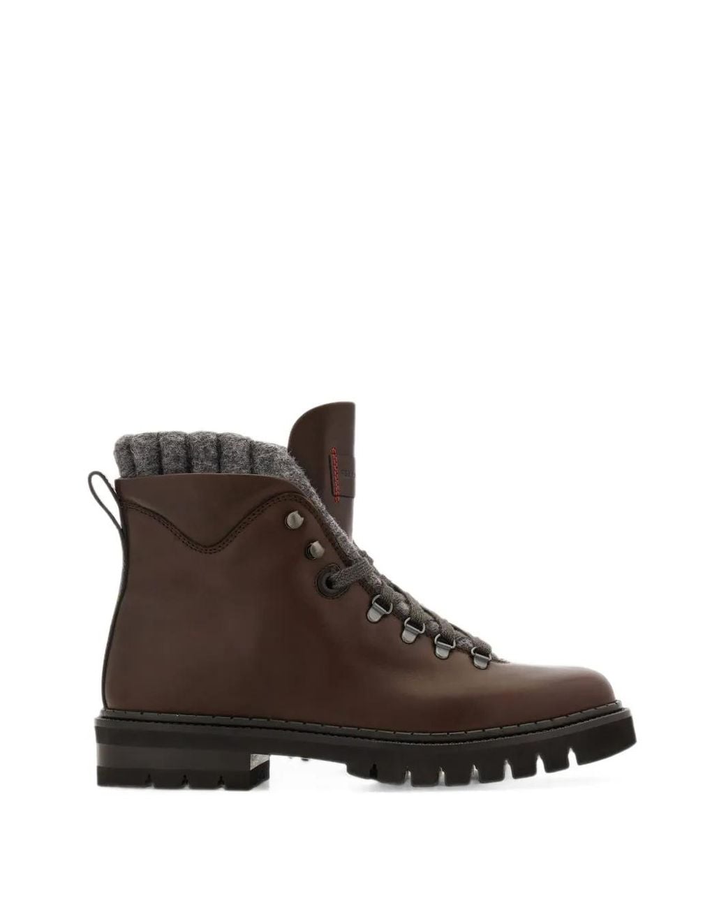 Ferragamo Brown Wool-Lined Utility Boots for men