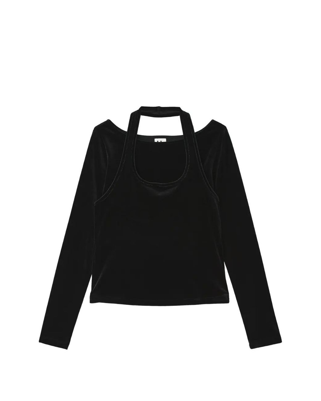 B+ AB Black Velvet Layered-Effect T-Shirt