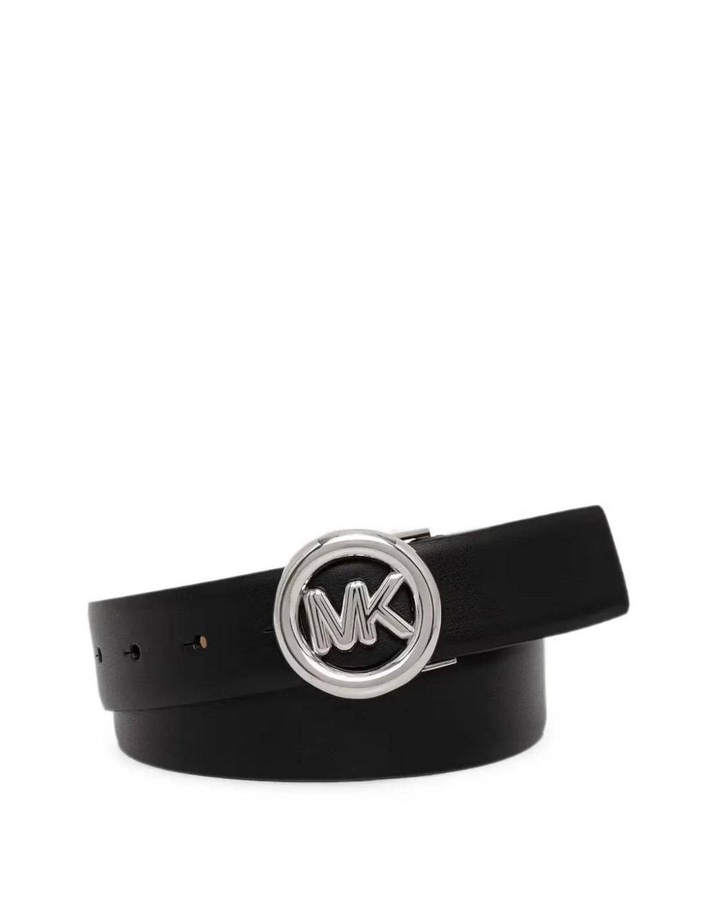 MICHAEL Michael Kors Black Logo-Buckle Leather Belt