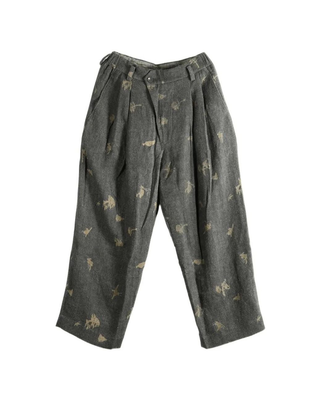 Ziggy Chen Gray Pantalon Plissé À Imprimé Graphique for men