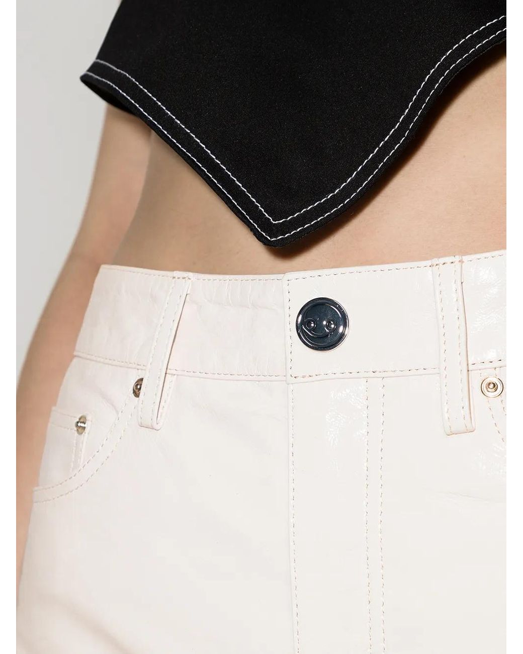 Remain White Lynn Leather Straight-Leg Trousers