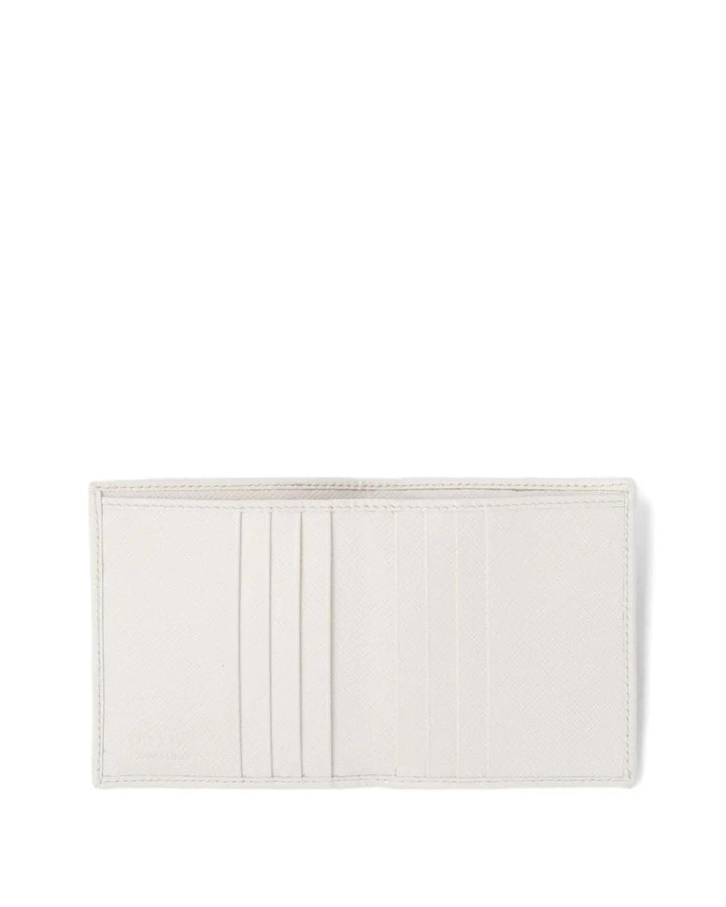 Prada White Triangle-Logo Saffiano Leather Wallet for men