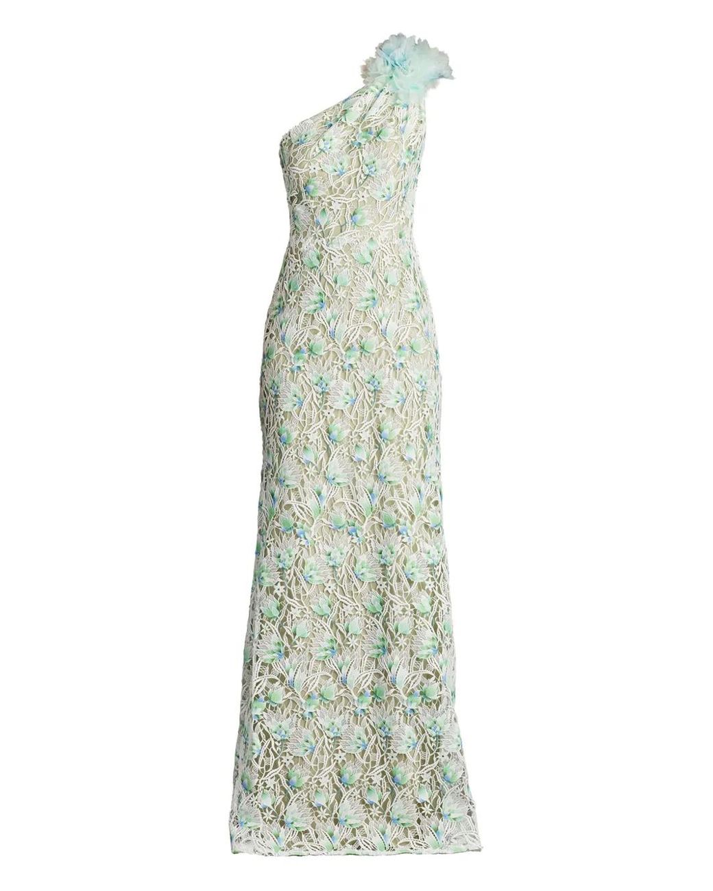 Tadashi Shoji Green Floral-Motif Dress