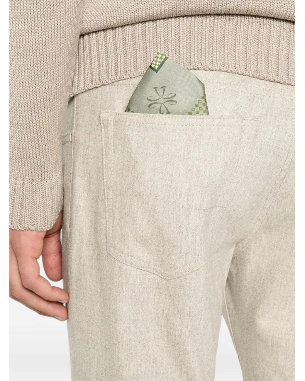 Jacob Cohen White Pantalon En Laine À Coupe Droite for men