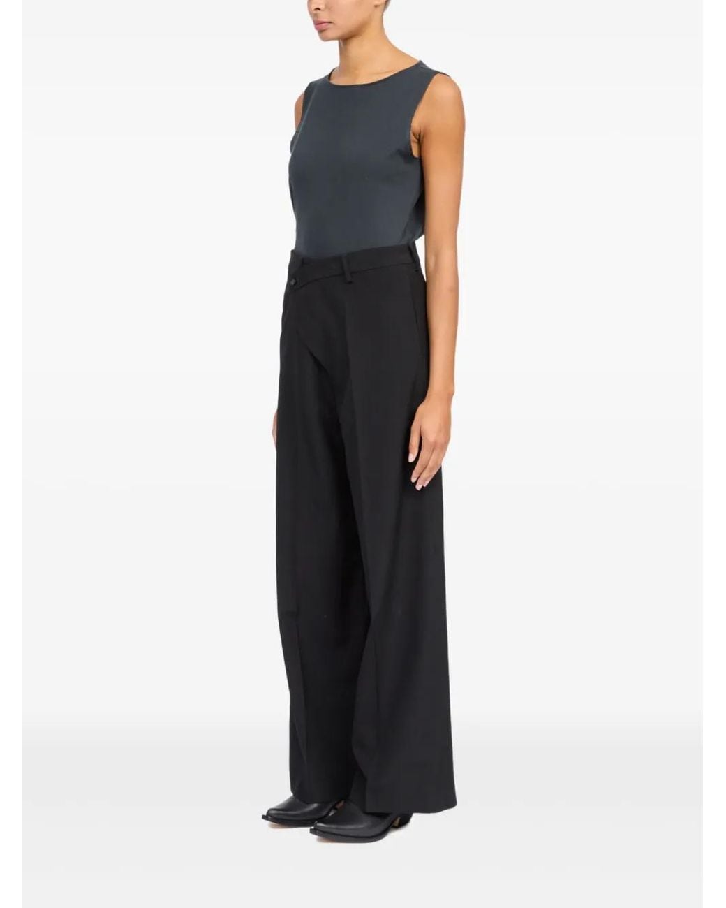 MM6 by Maison Margiela Black Off-Centre Trousers