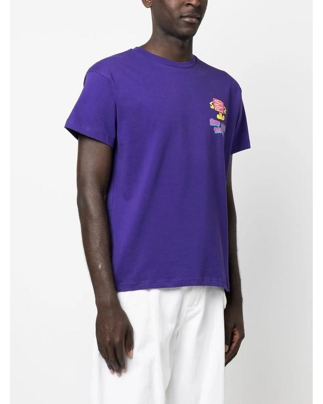 Sky High Farm Purple Chest Logo-Print Detail T-Shirt for men