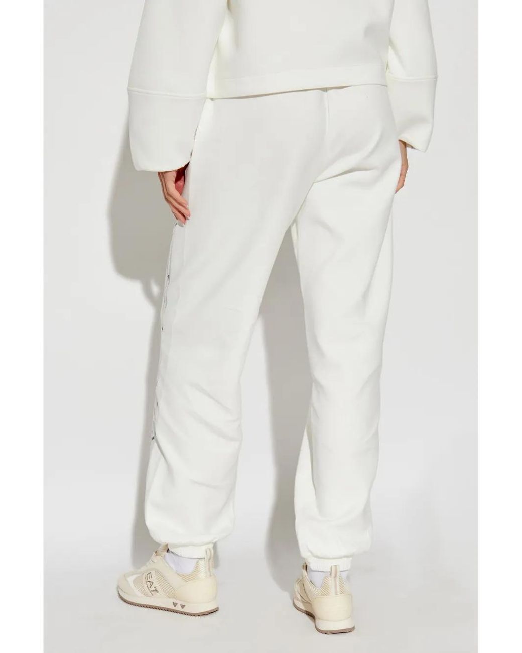 Emporio Armani White Logo-Detailed Stretch-Cotton Track Pants