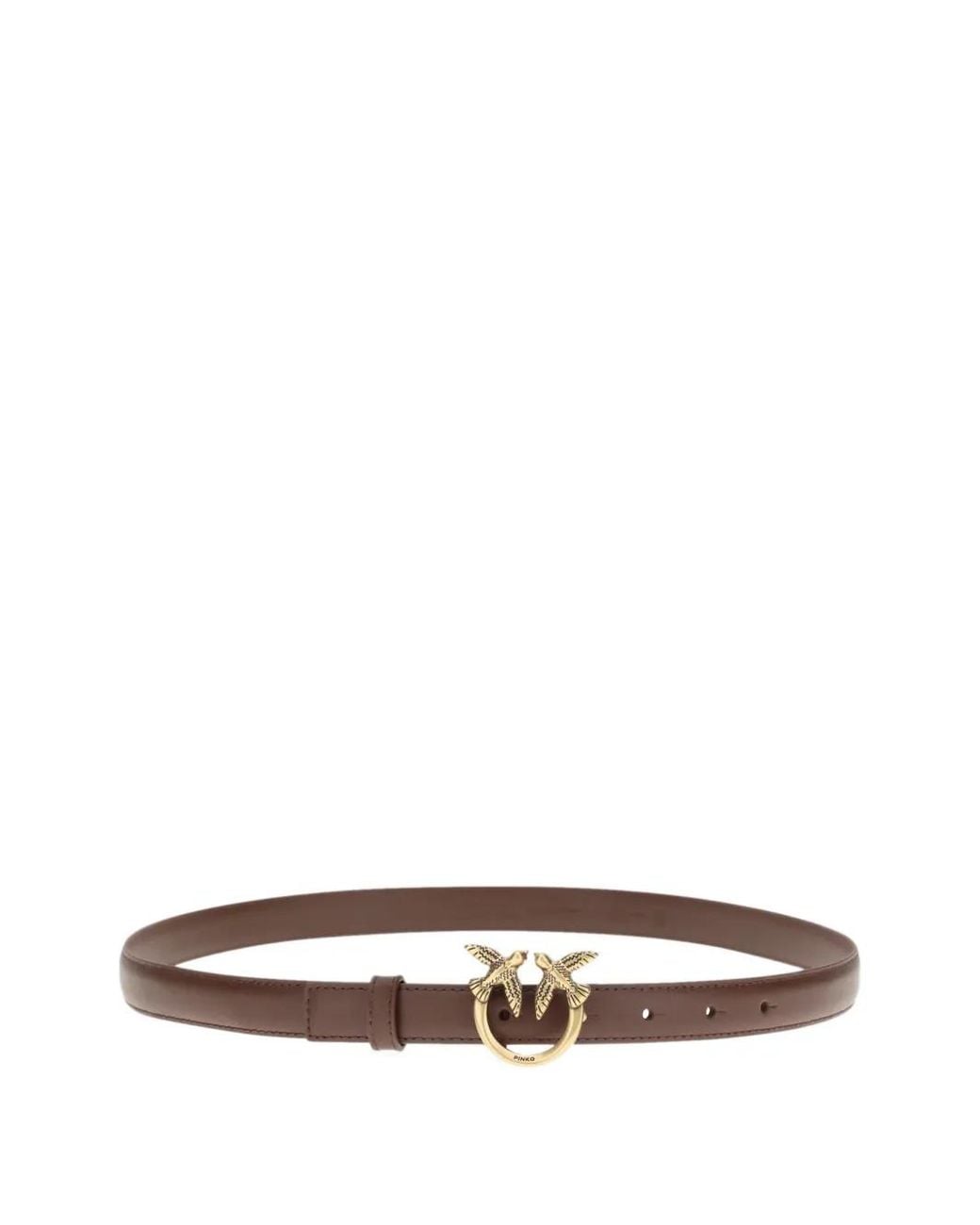 Pinko White Love Birds Thin Leather Belt 2Cm