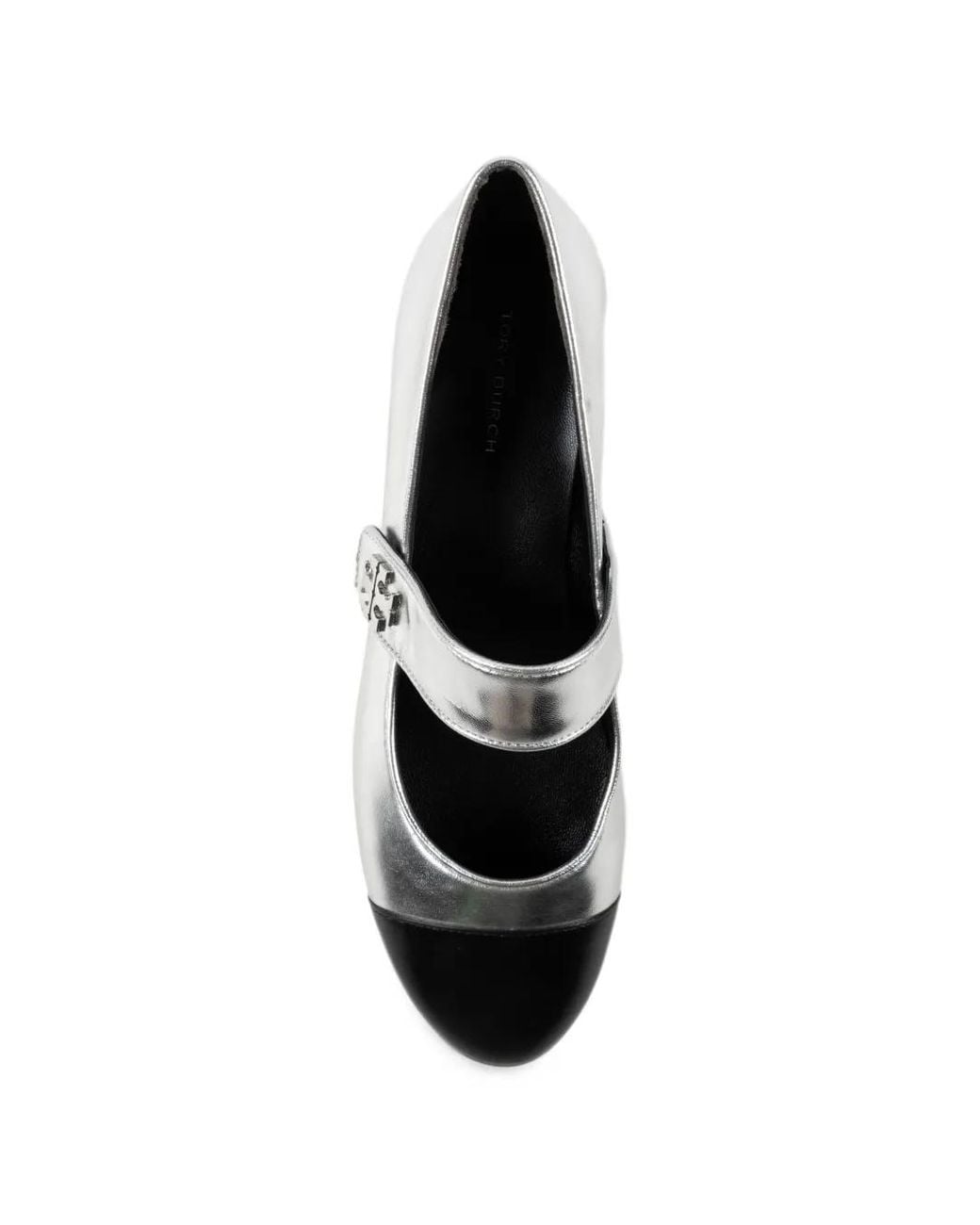 Tory Burch White Buckled Flat Pumps