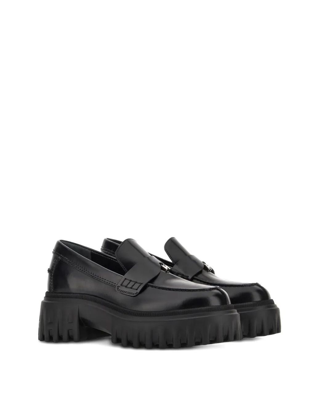 Hogan Black Leather Loafers