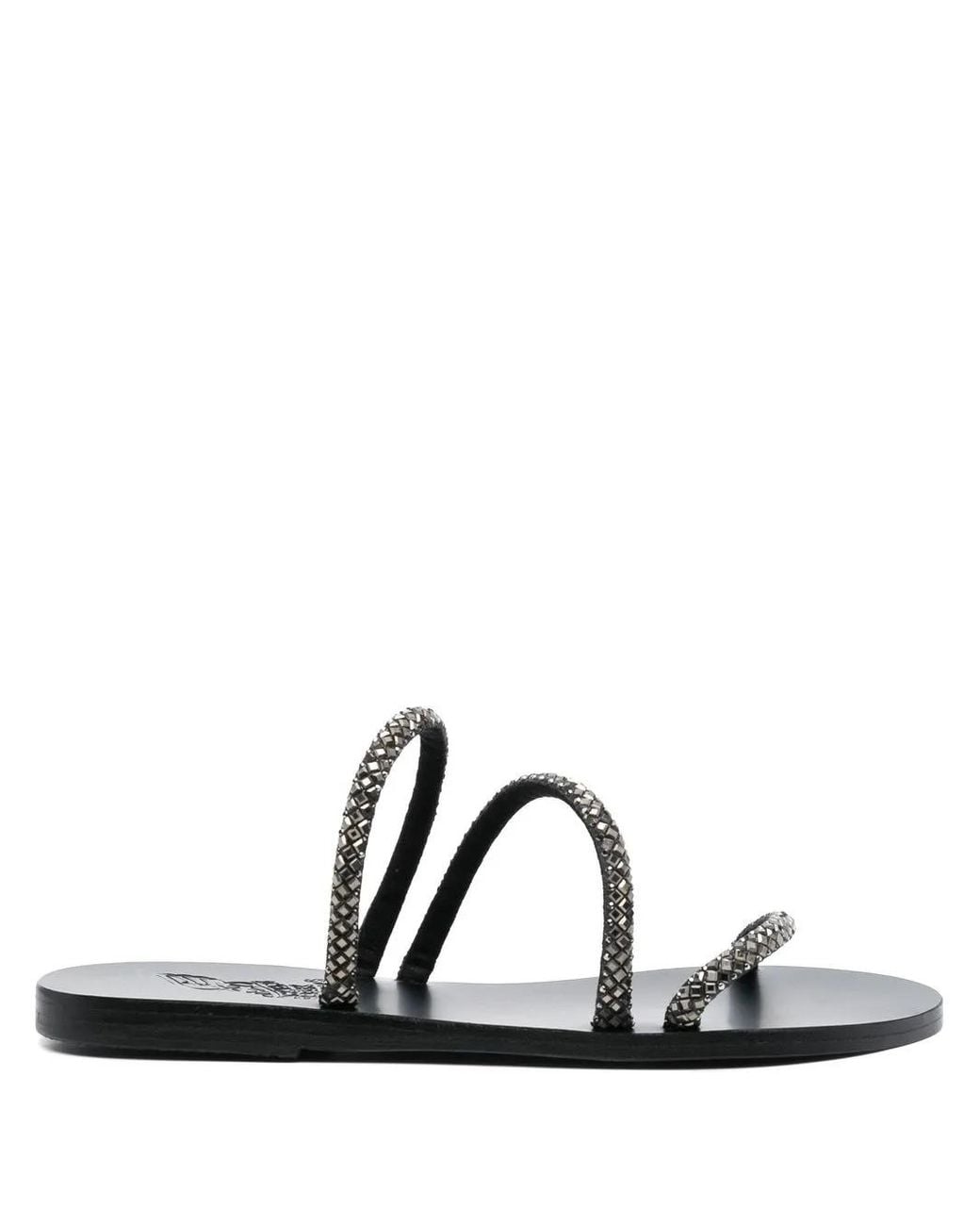 Ancient Greek Sandals Black Polytimi Crystal-Embellished Sandals