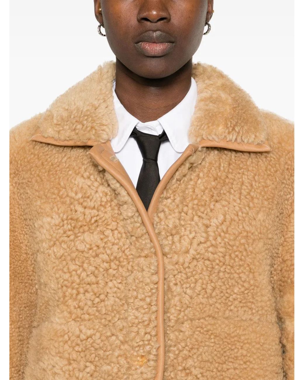 Thom Browne Brown Button-Up Shearling Jacket