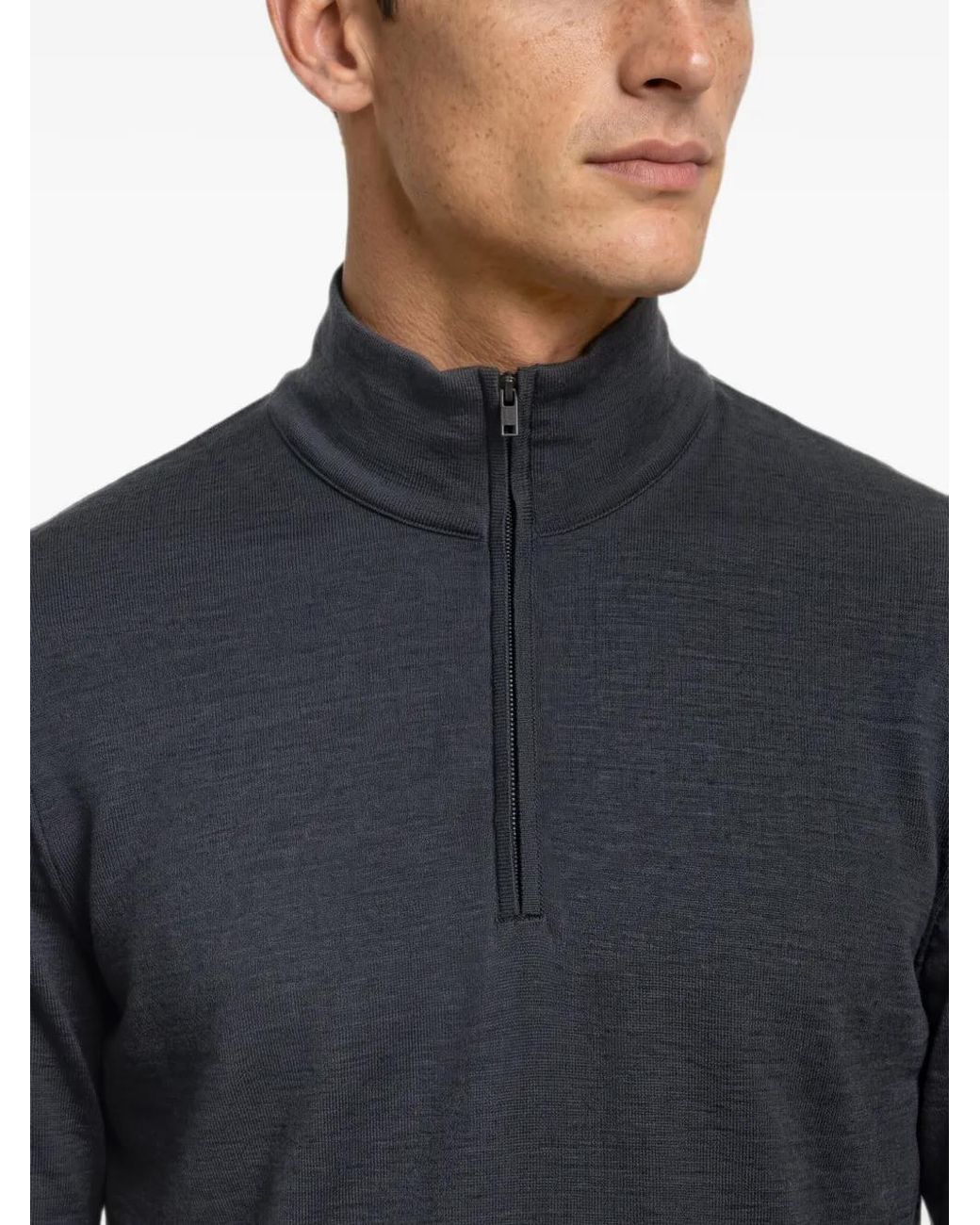 Orlebar Brown Blue Isar Quarter-Zip Merino-Wool Sweatshirt for men