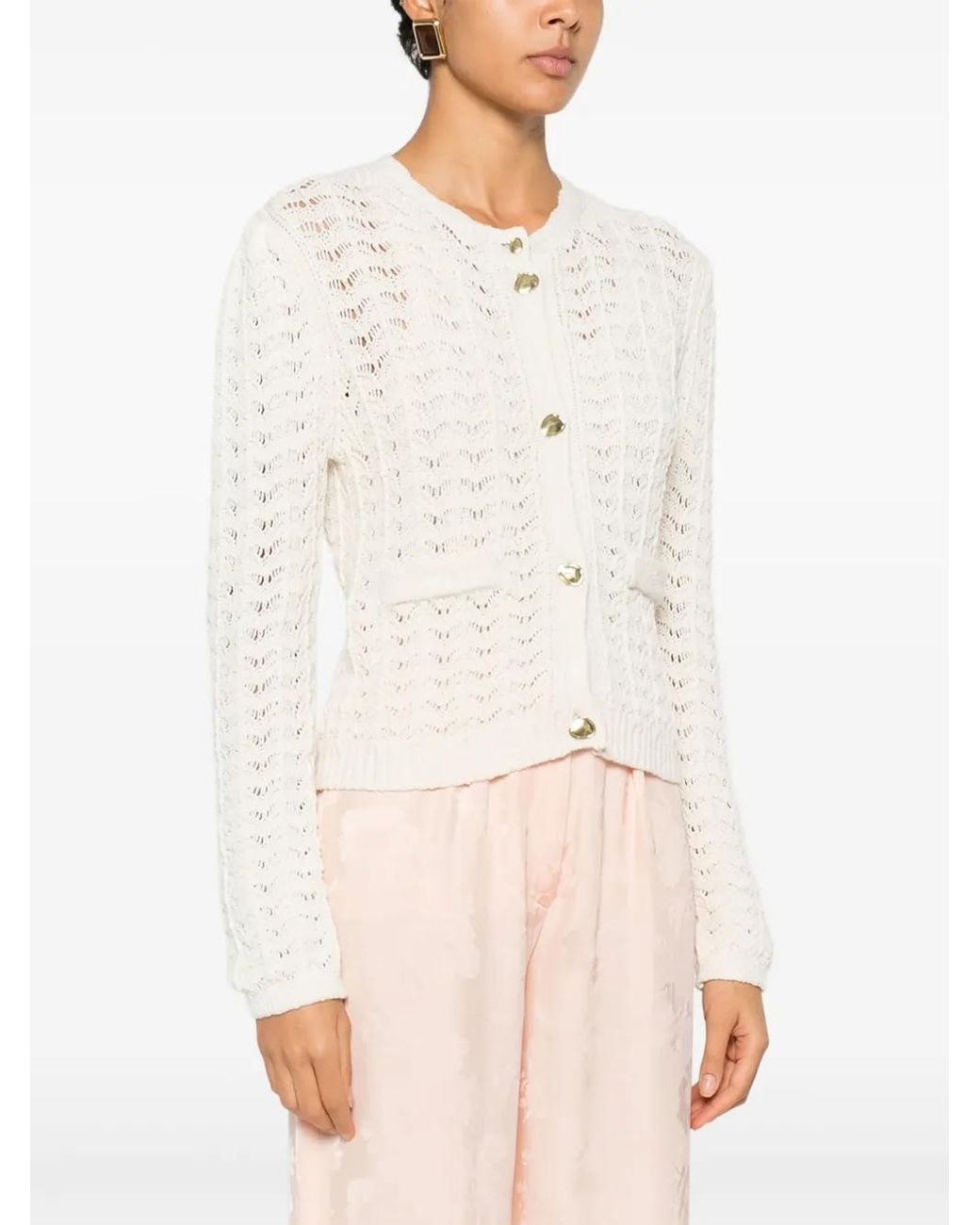 Forte_forte White Buttoned Pockets Cardigan