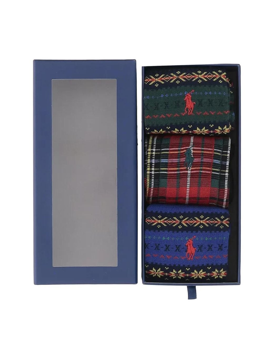 Polo Ralph Lauren Blue Pony Motif Fair Isle Socks (Set Of Three) for men