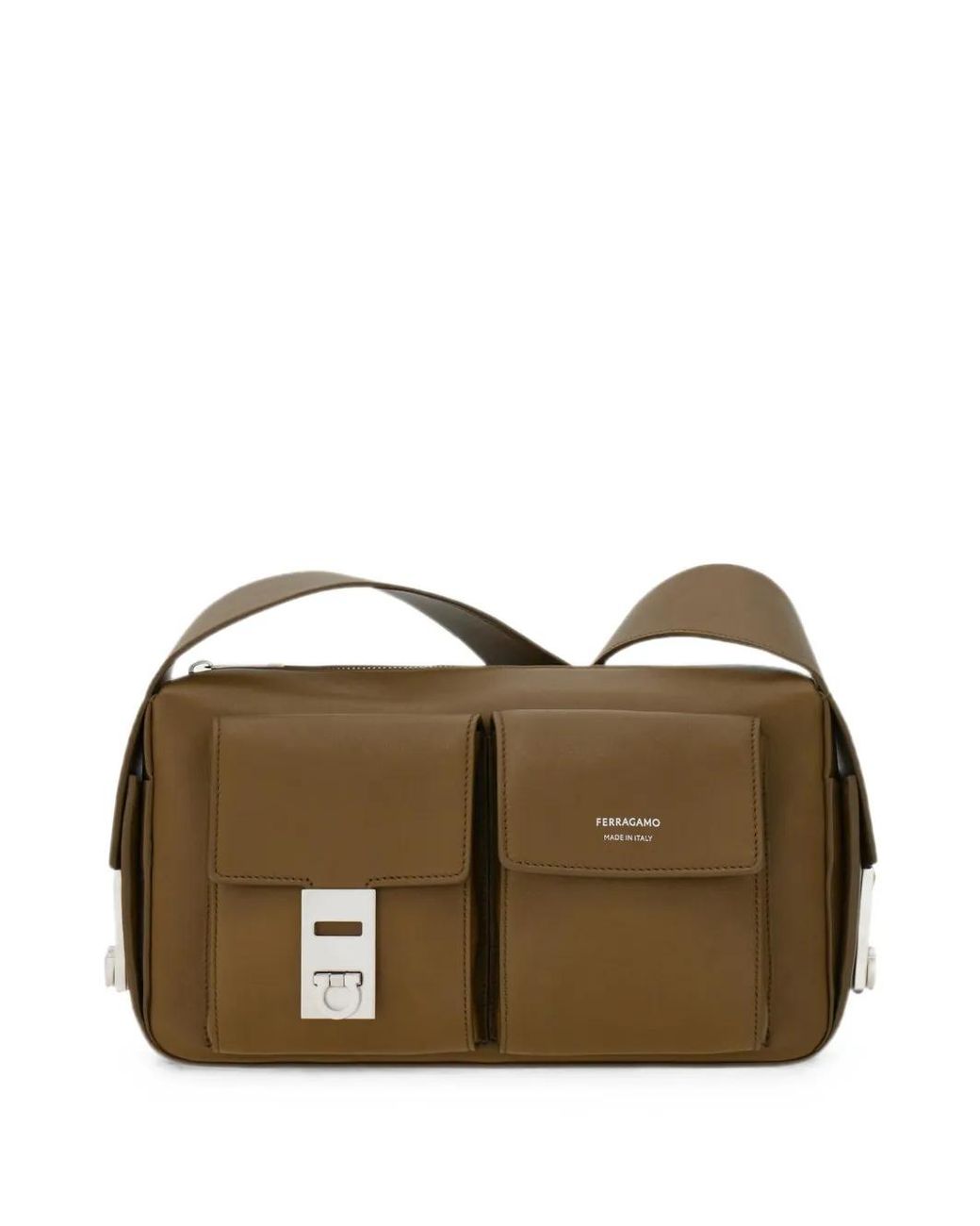 Ferragamo Brown Medium Hug-Buckle Messenger Bag for men