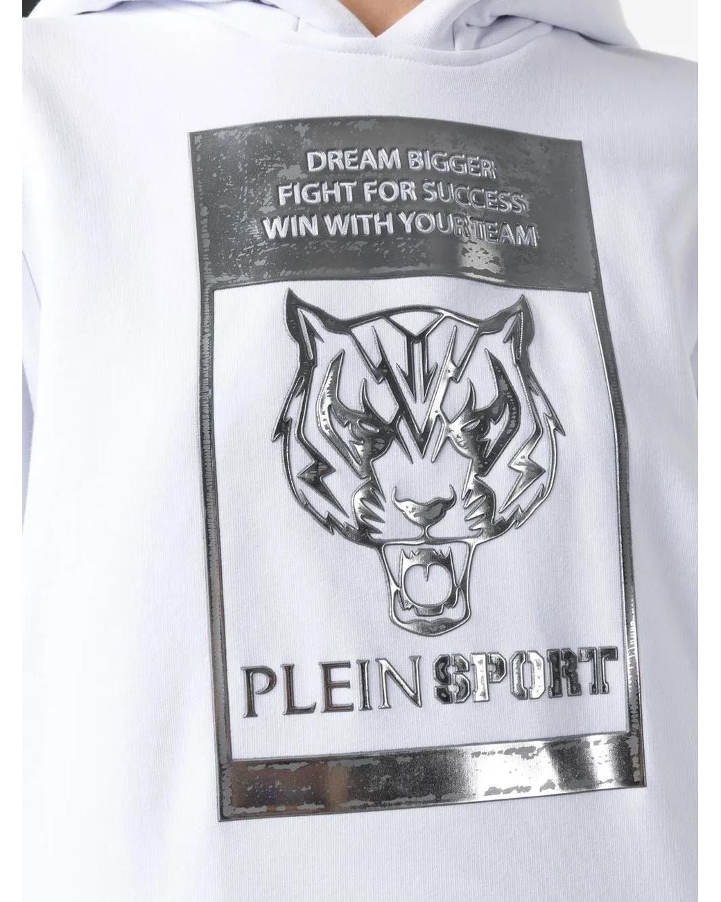 Philipp Plein White Metallic Logo-Print Hoodie