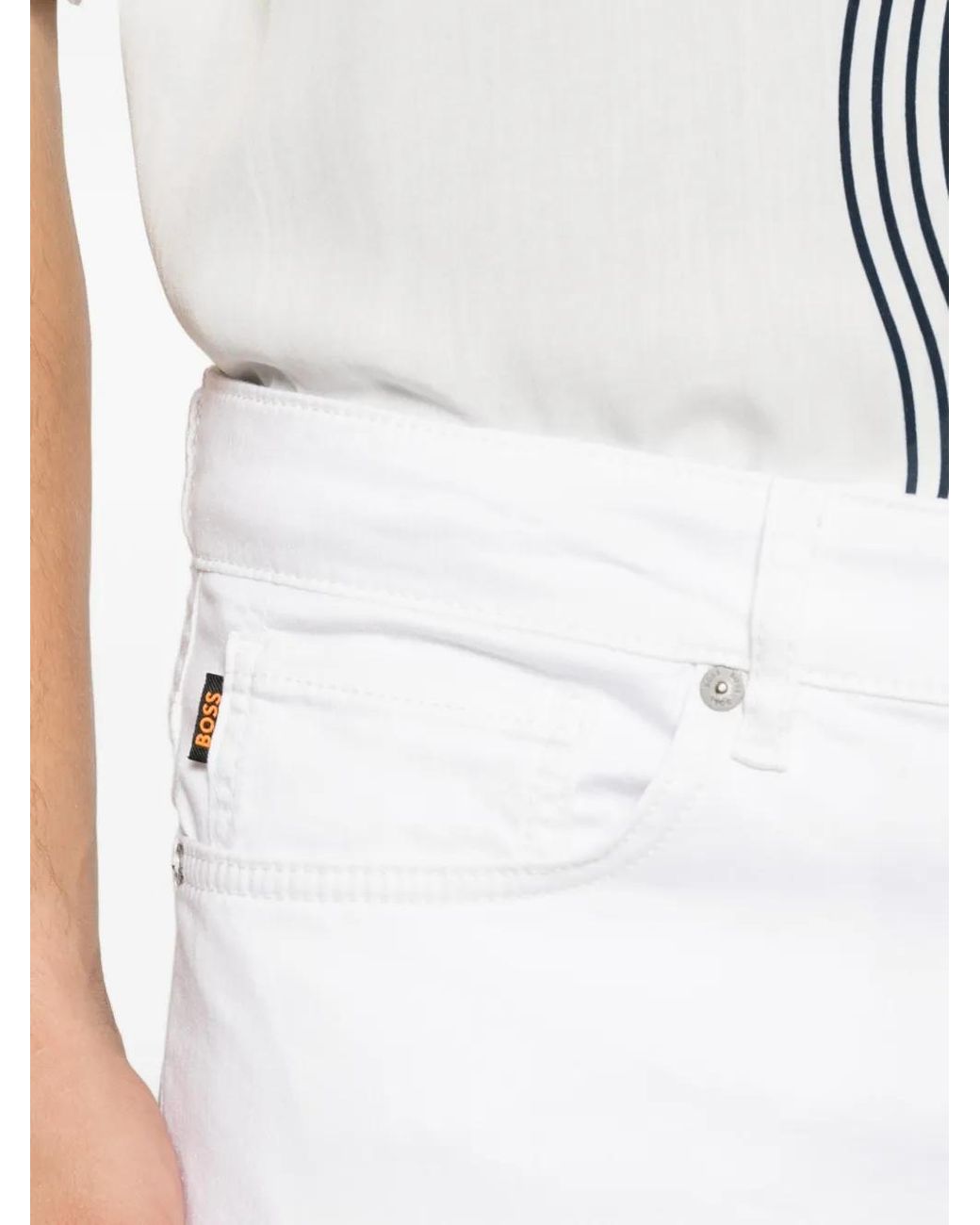Boss White Maine Regular-Fit Jeans for men