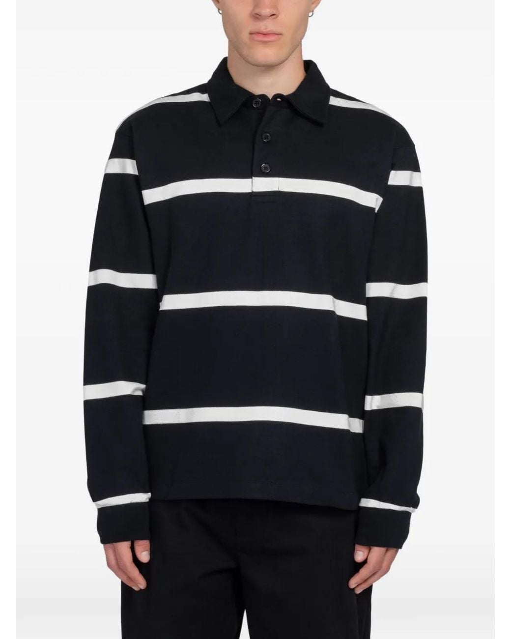 Minimum Blue Tate Striped Long-Sleeved Polo Shirt for men