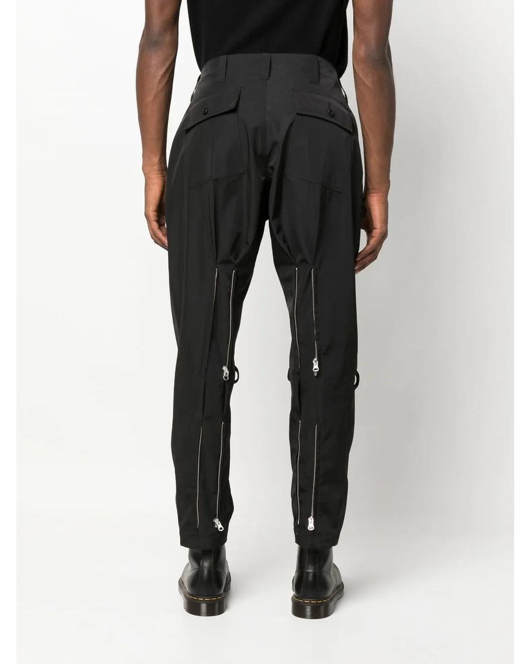 The Power for the People Black Zip-Detail Drop-Crotch Trousers for men