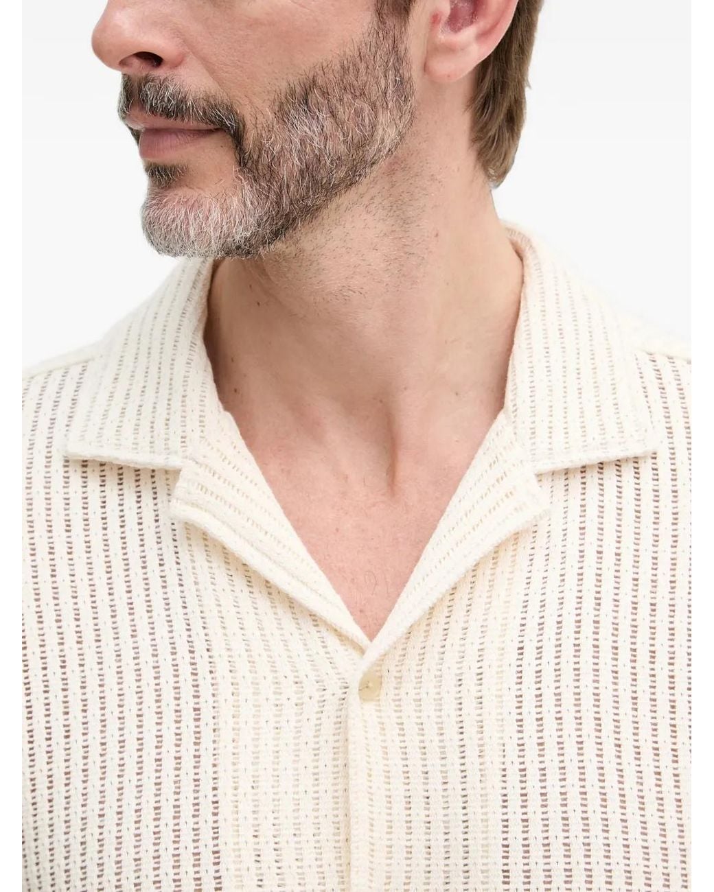 Joop! White Kawan Open-Knit Short-Sleeve Shirt for men