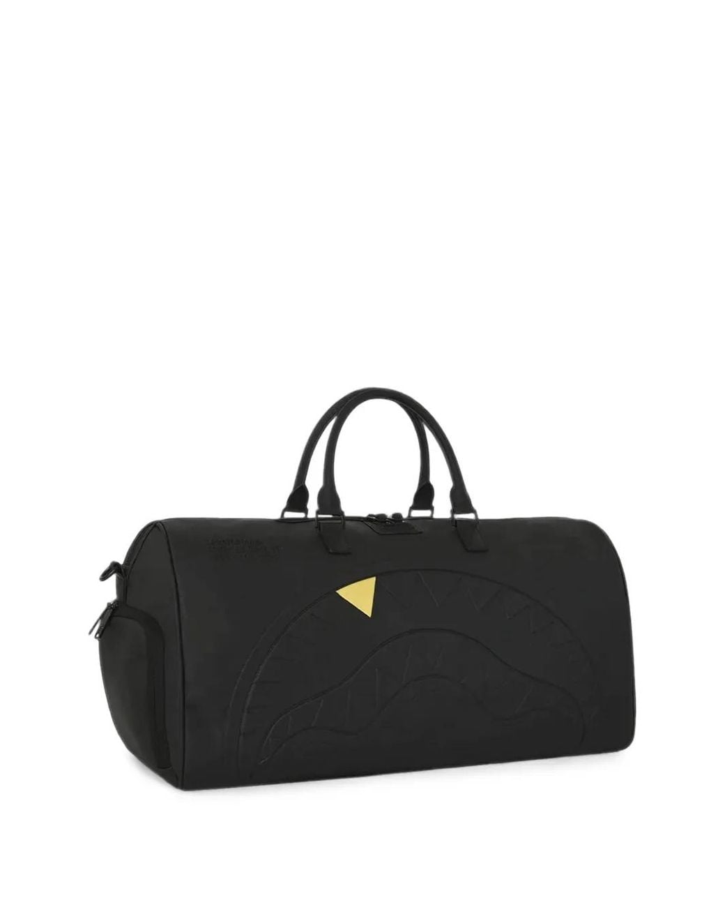 Sprayground Black The Golden Fang Embossed Duffle Bag for men